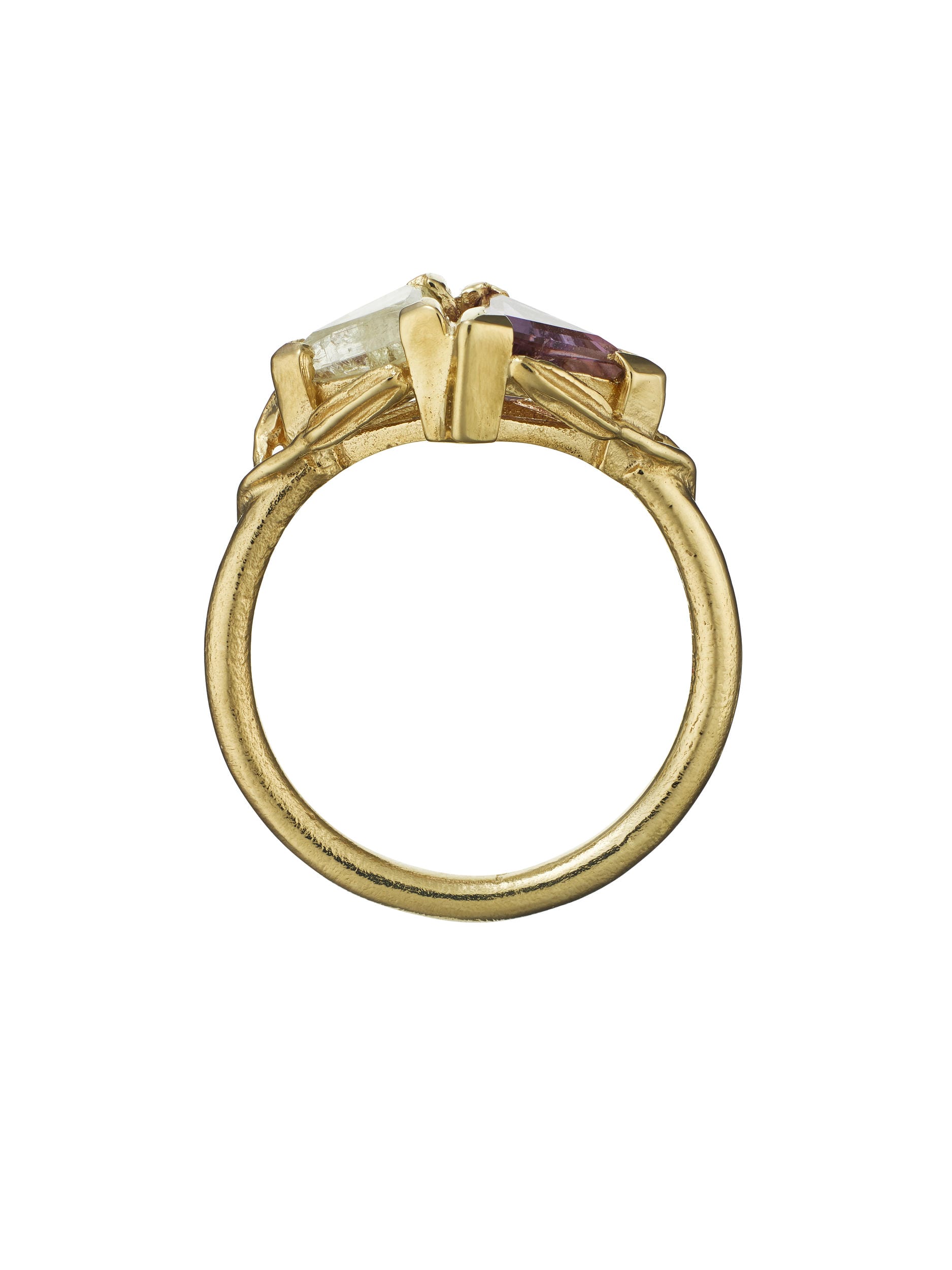 Pink Sapphire and Maccle Diamond Toi et Moi Ring - image 5 | 18ct yellow gold