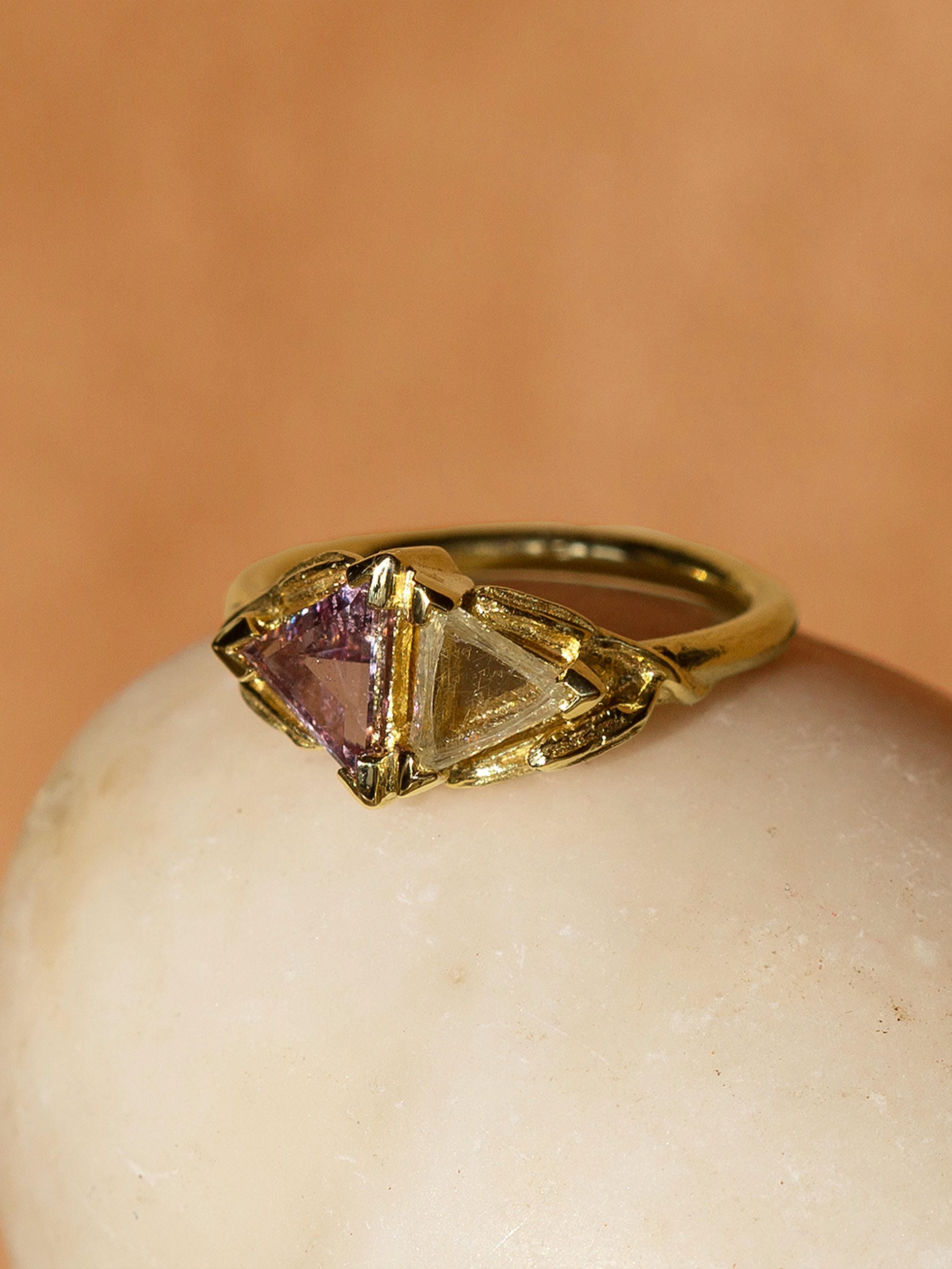 Pink Sapphire and Maccle Diamond Toi et Moi Ring - image 3