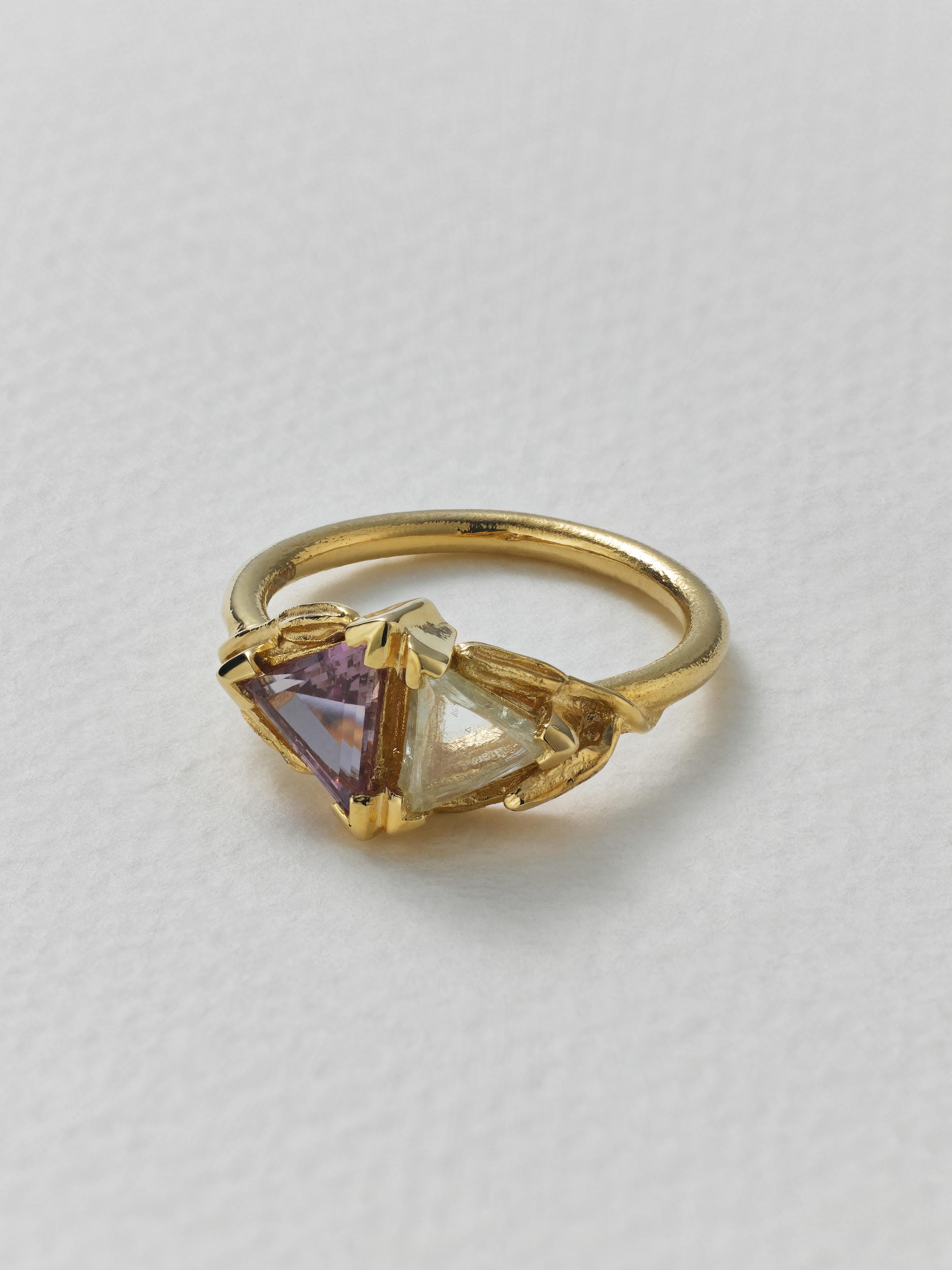 Pink Sapphire and Maccle Diamond Toi et Moi Ring - image 4 | 18ct yellow gold
