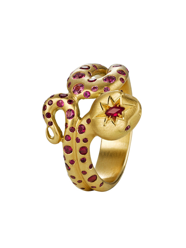 Ruby Set Snake Ring - Alex Monroe x Balint Samad