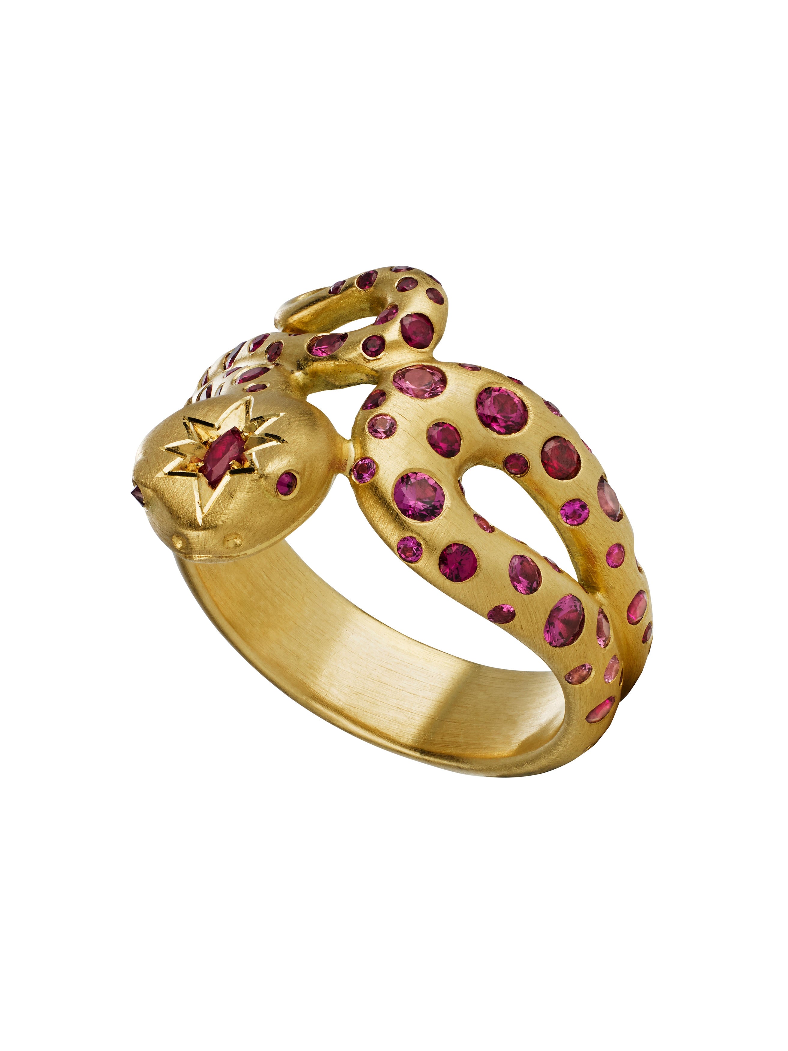 Ruby Set Snake Ring - image 2 | 18ct yellow gold