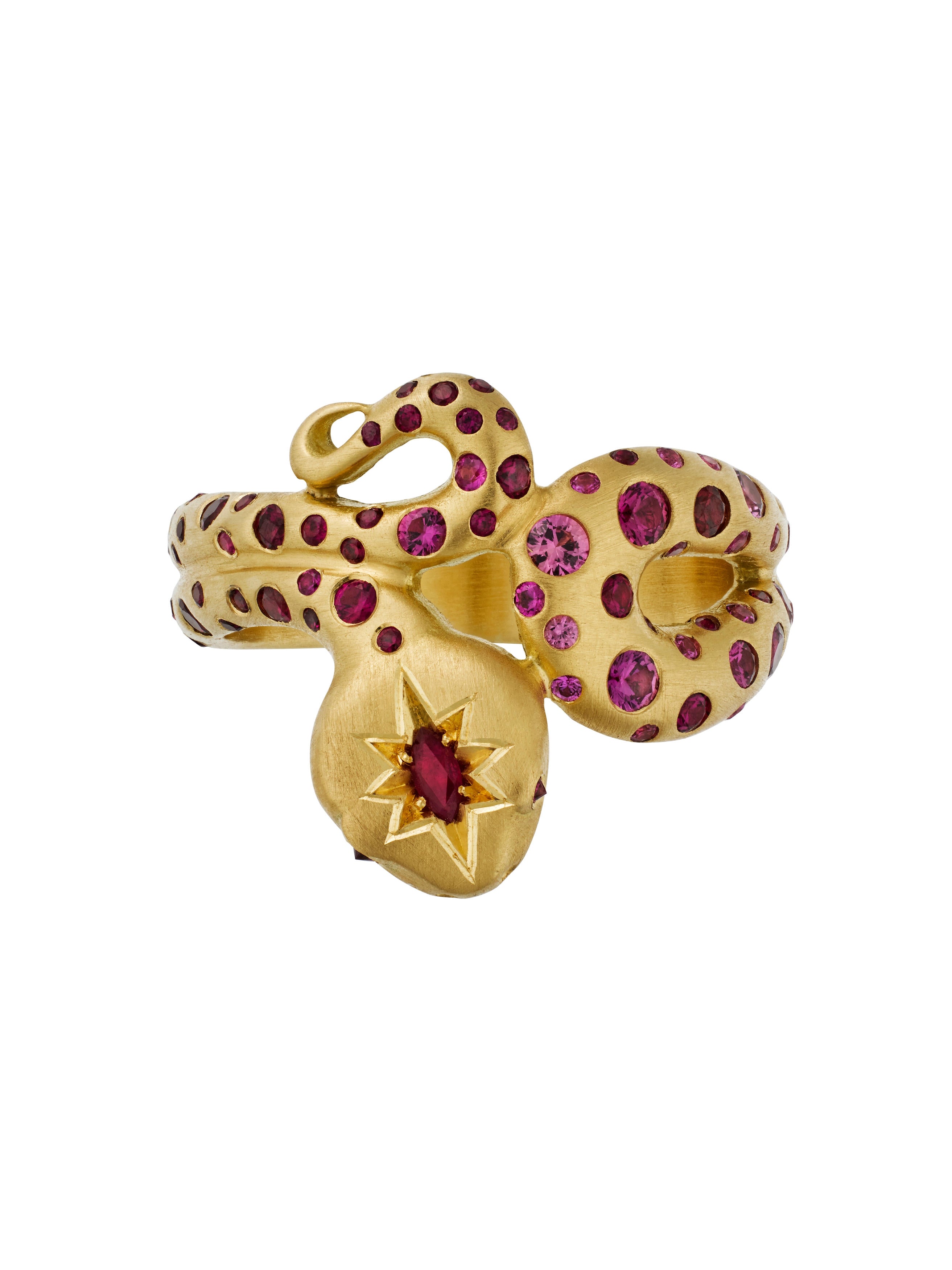 Ruby Set Snake Ring - image 3 | 18ct yellow gold