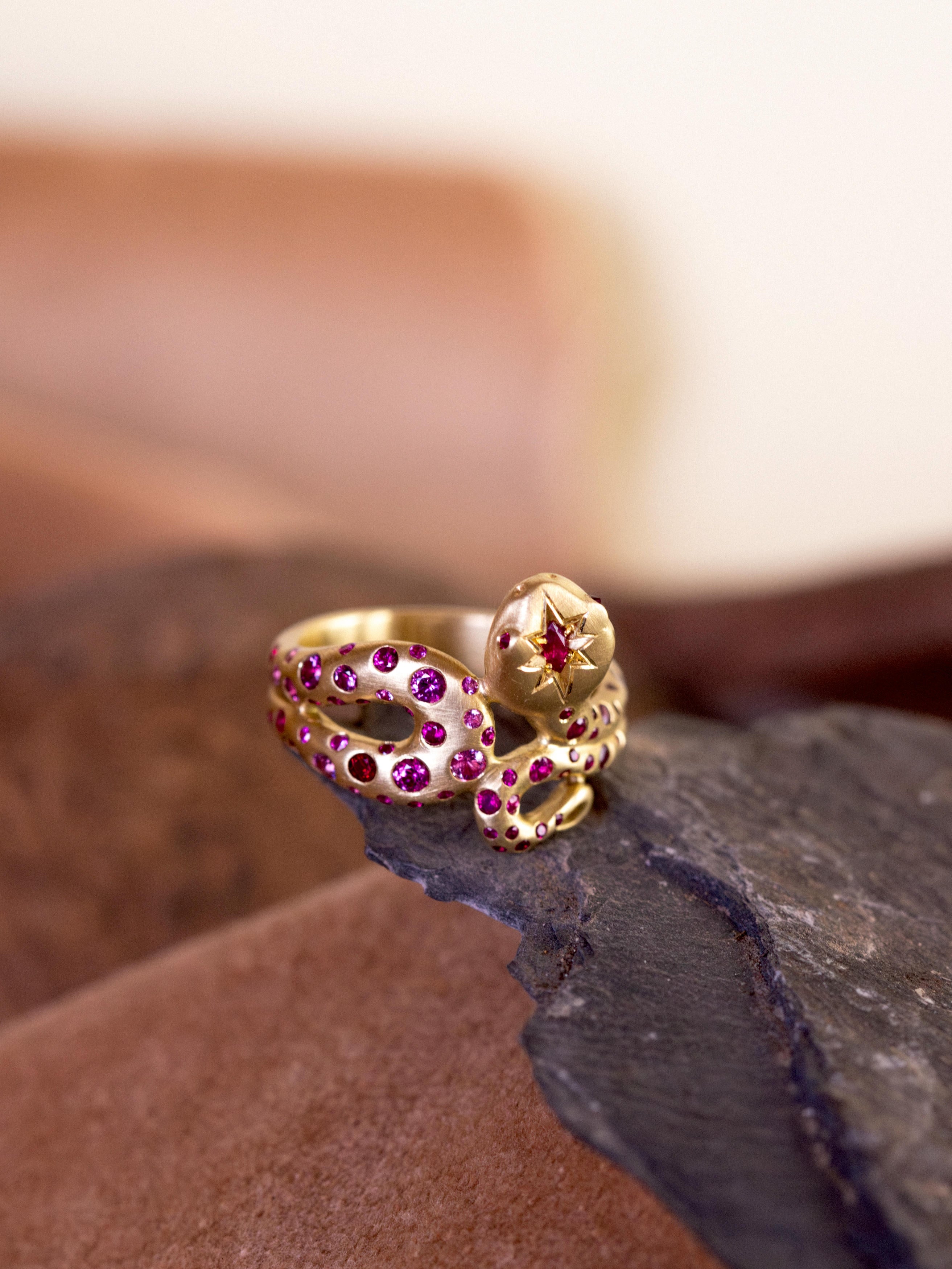 Ruby Set Snake Ring - image 5