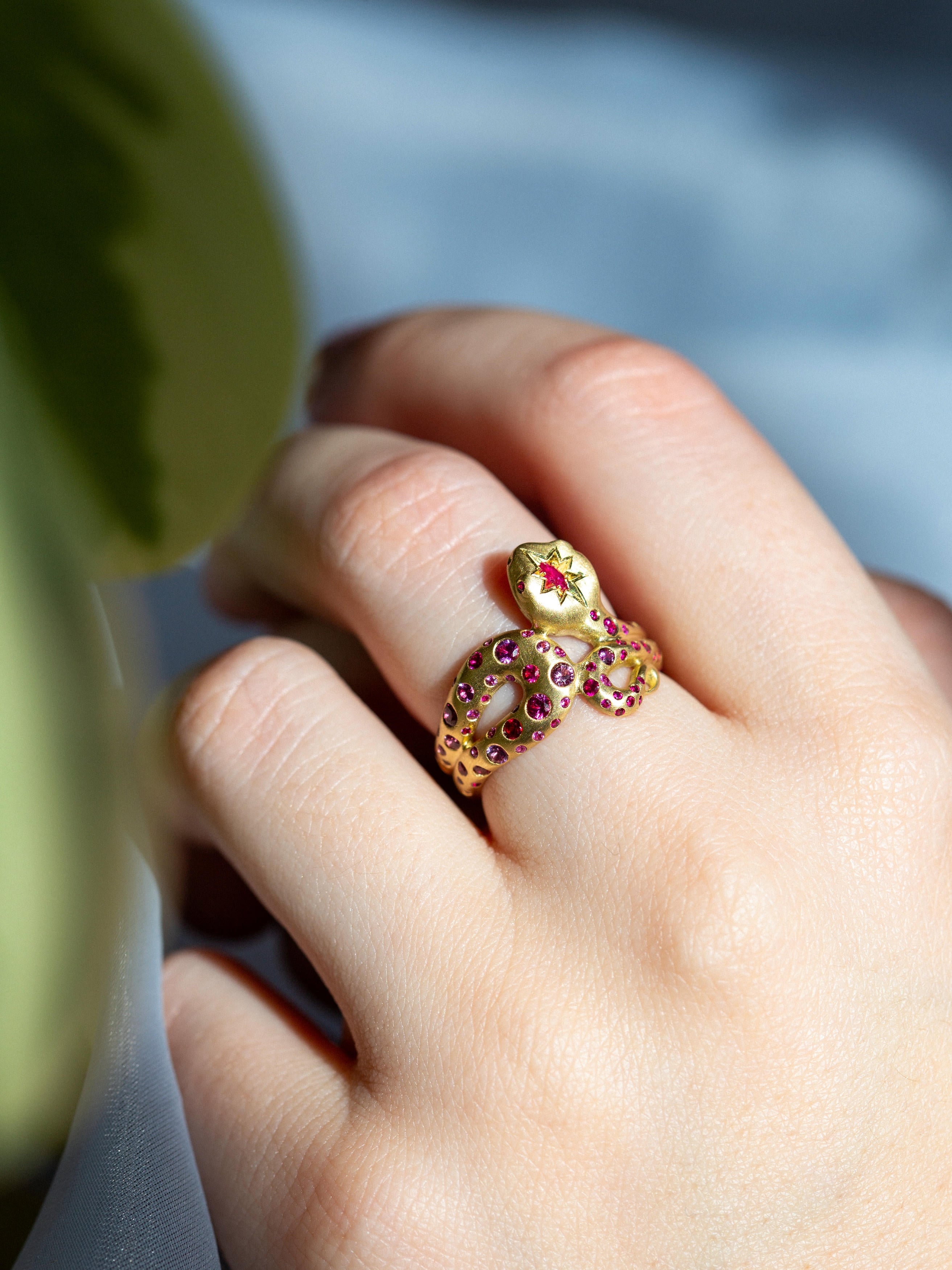 Ruby Set Snake Ring - image 4