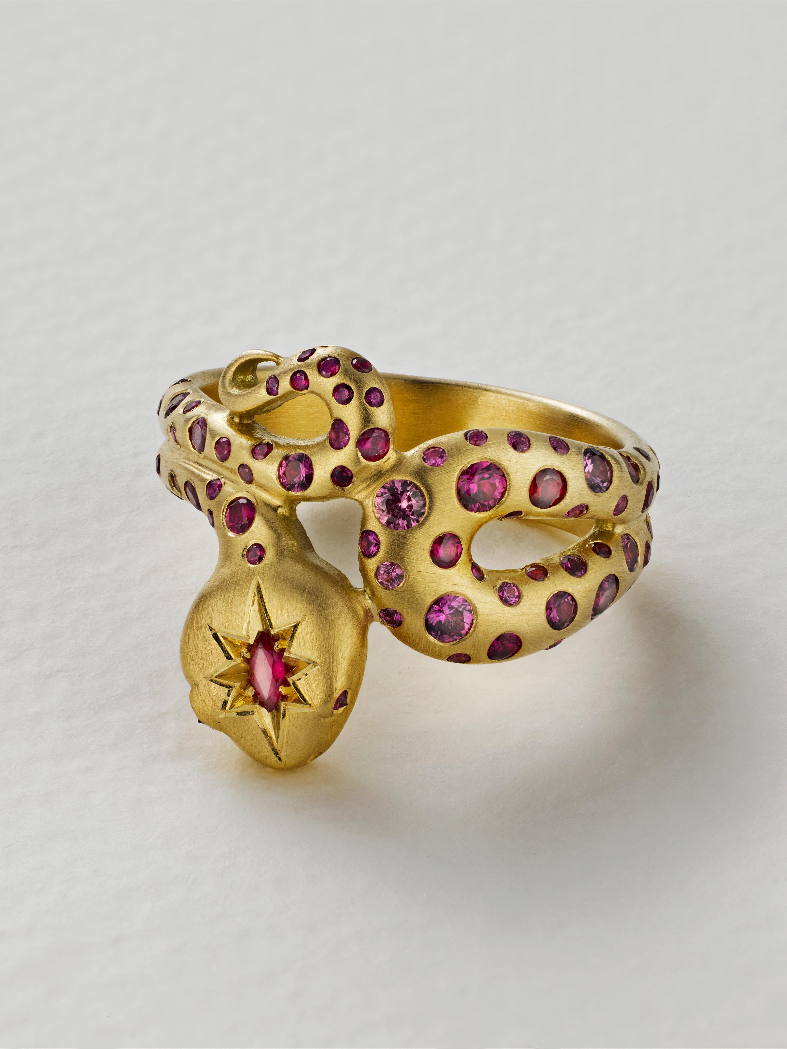 Ruby Set Snake Ring - image 6