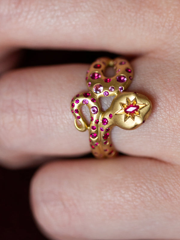 Ruby Set Snake Ring - Alex Monroe x Balint Samad