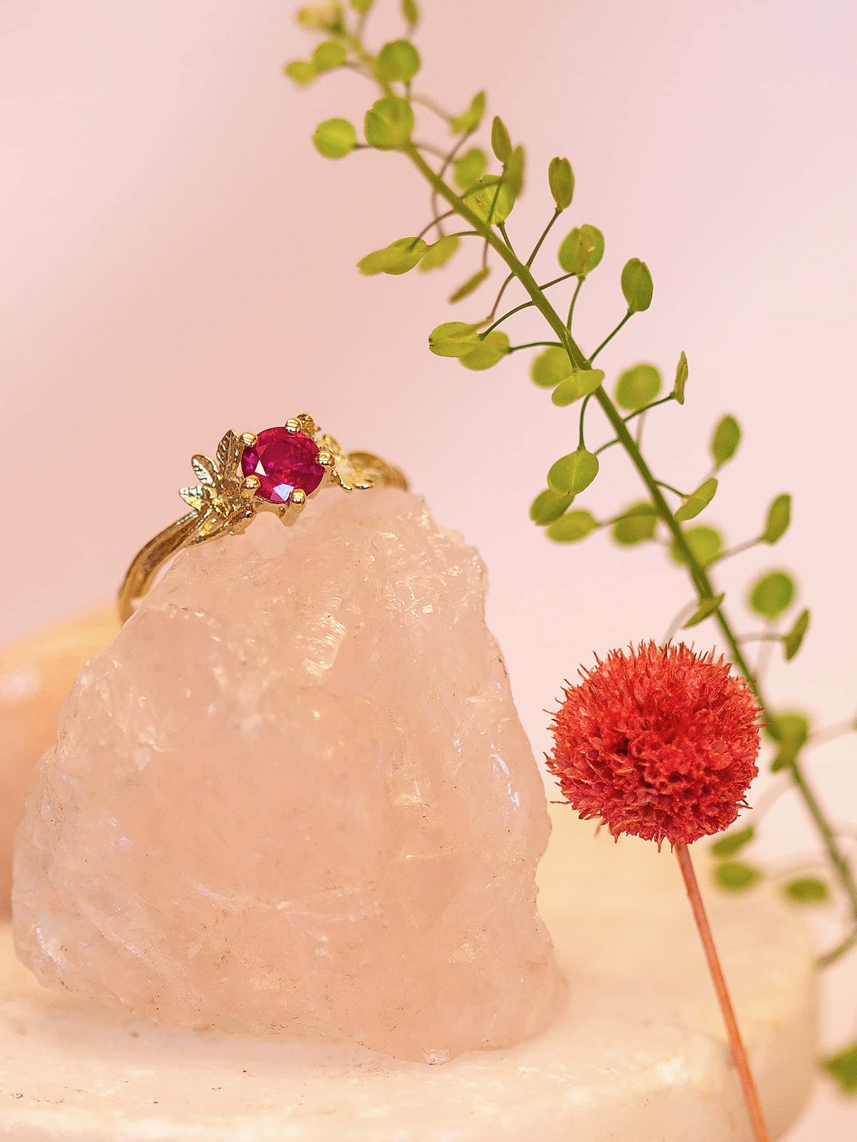 Wildrose Solitaire Ring with 0.53ct Thai Ruby - image 3