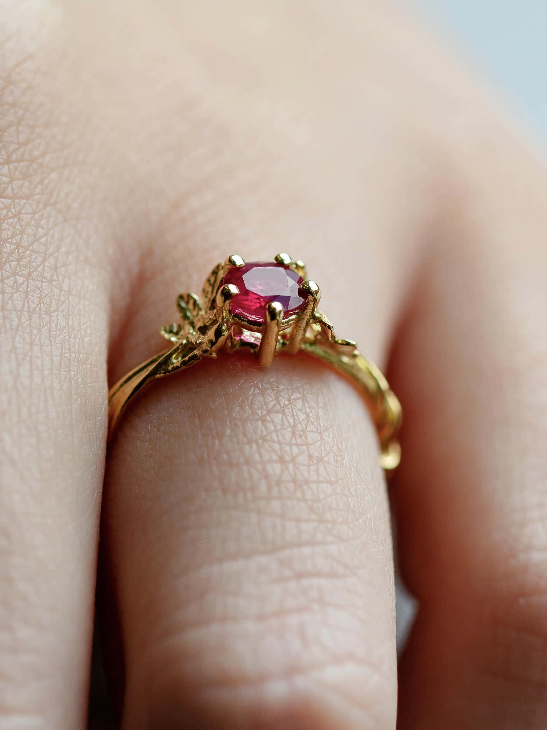 Wildrose Solitaire Ring with 0.53ct Thai Ruby - image 4