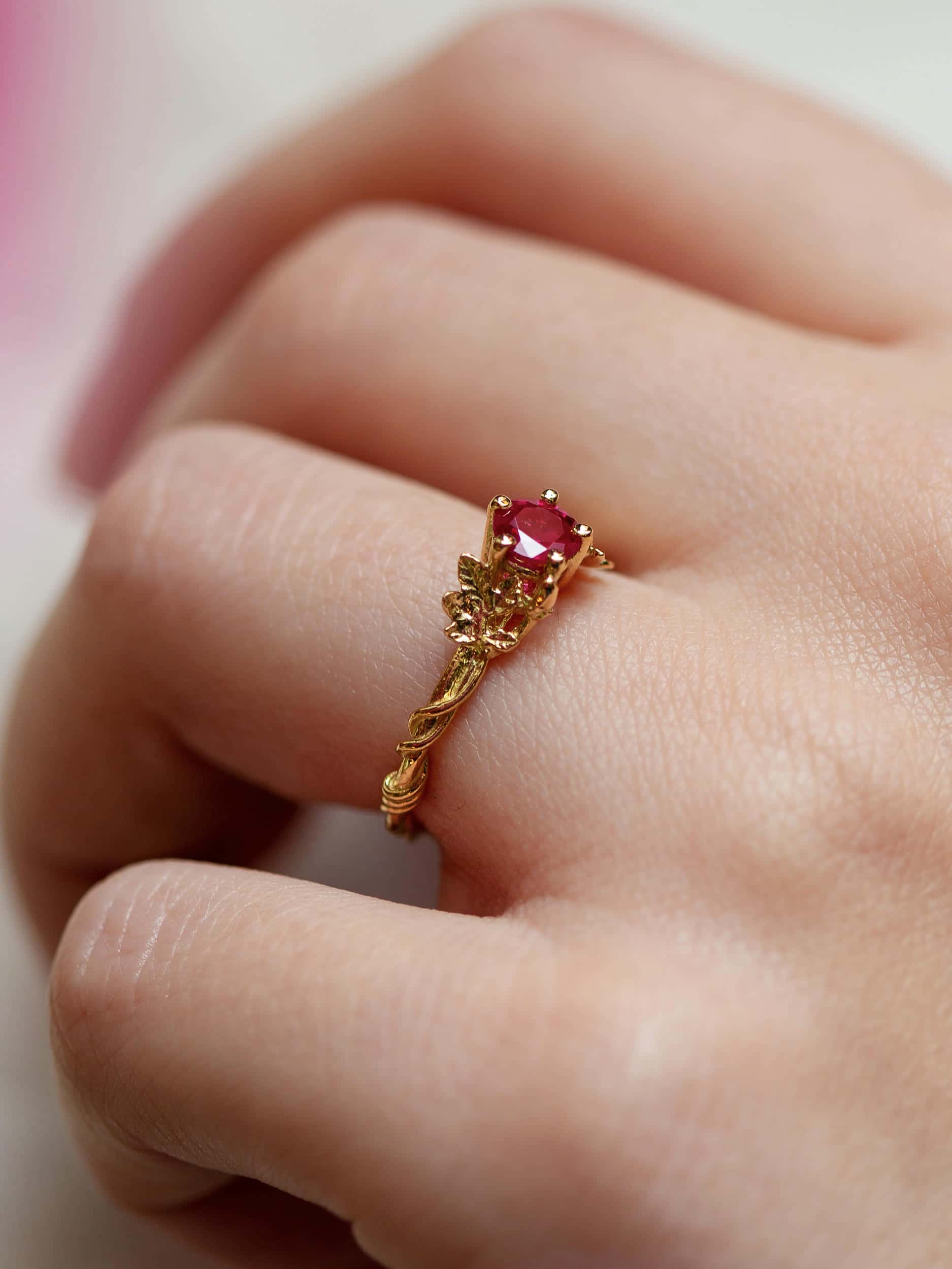 Wildrose Solitaire Ring with 0.53ct Thai Ruby - image 2