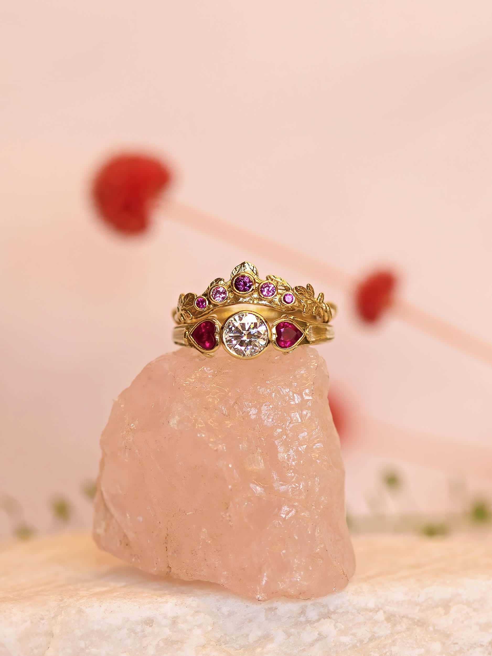 Queen of Hearts Diamond and Ruby Trilogy Ring - image 5