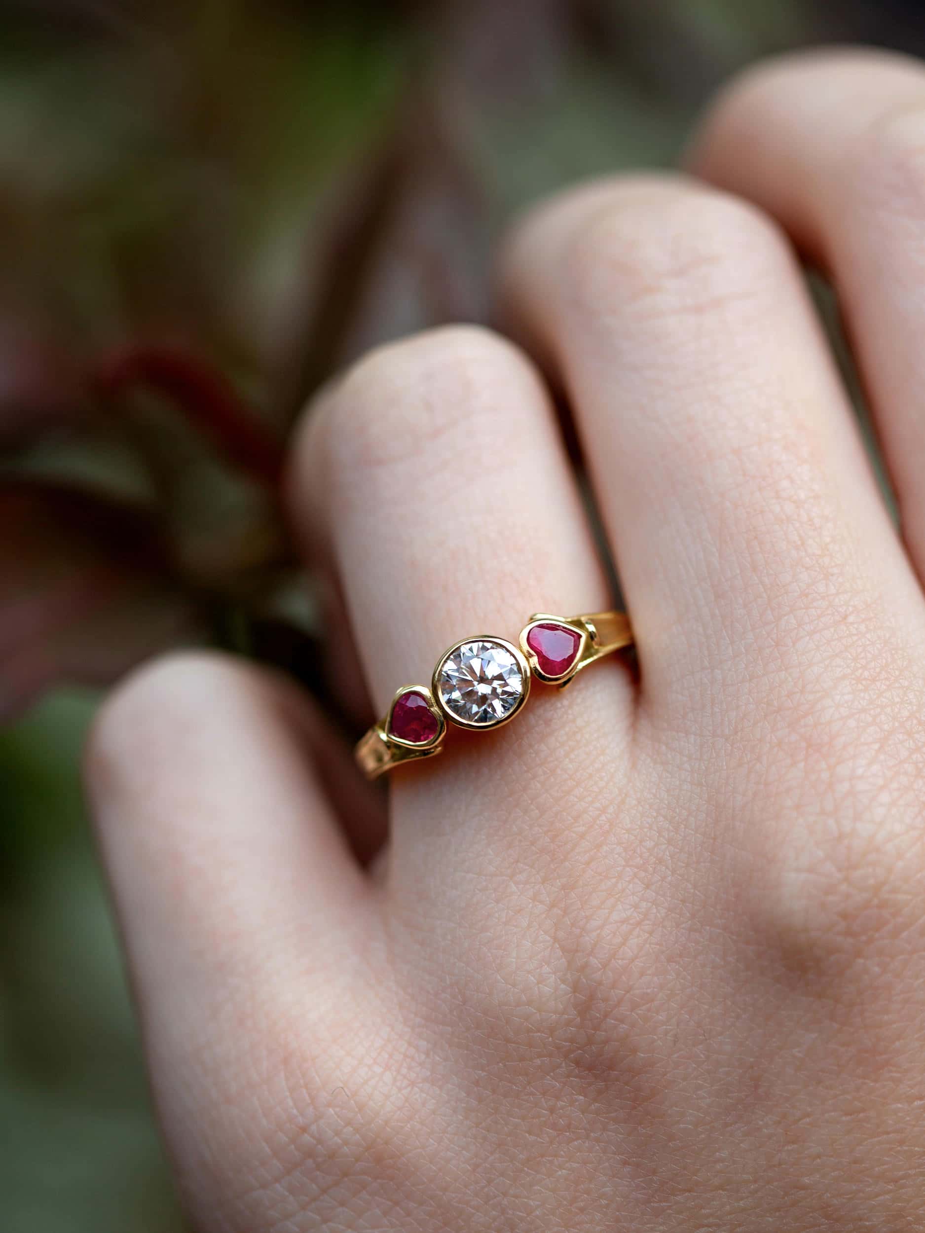 Queen of Hearts Diamond and Ruby Trilogy Ring - image 2