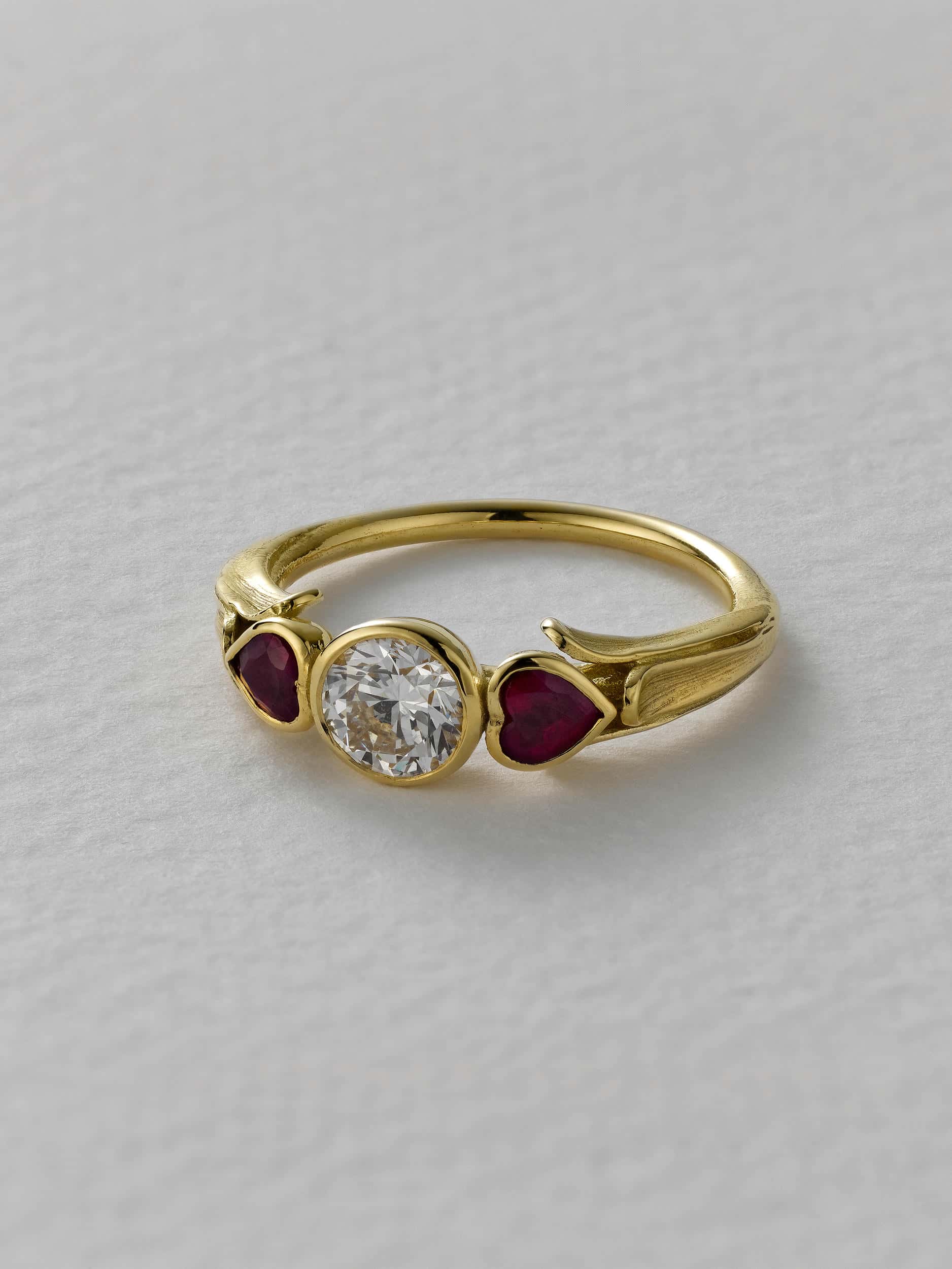Queen of Hearts Diamond and Ruby Trilogy Ring - image 6 | silver