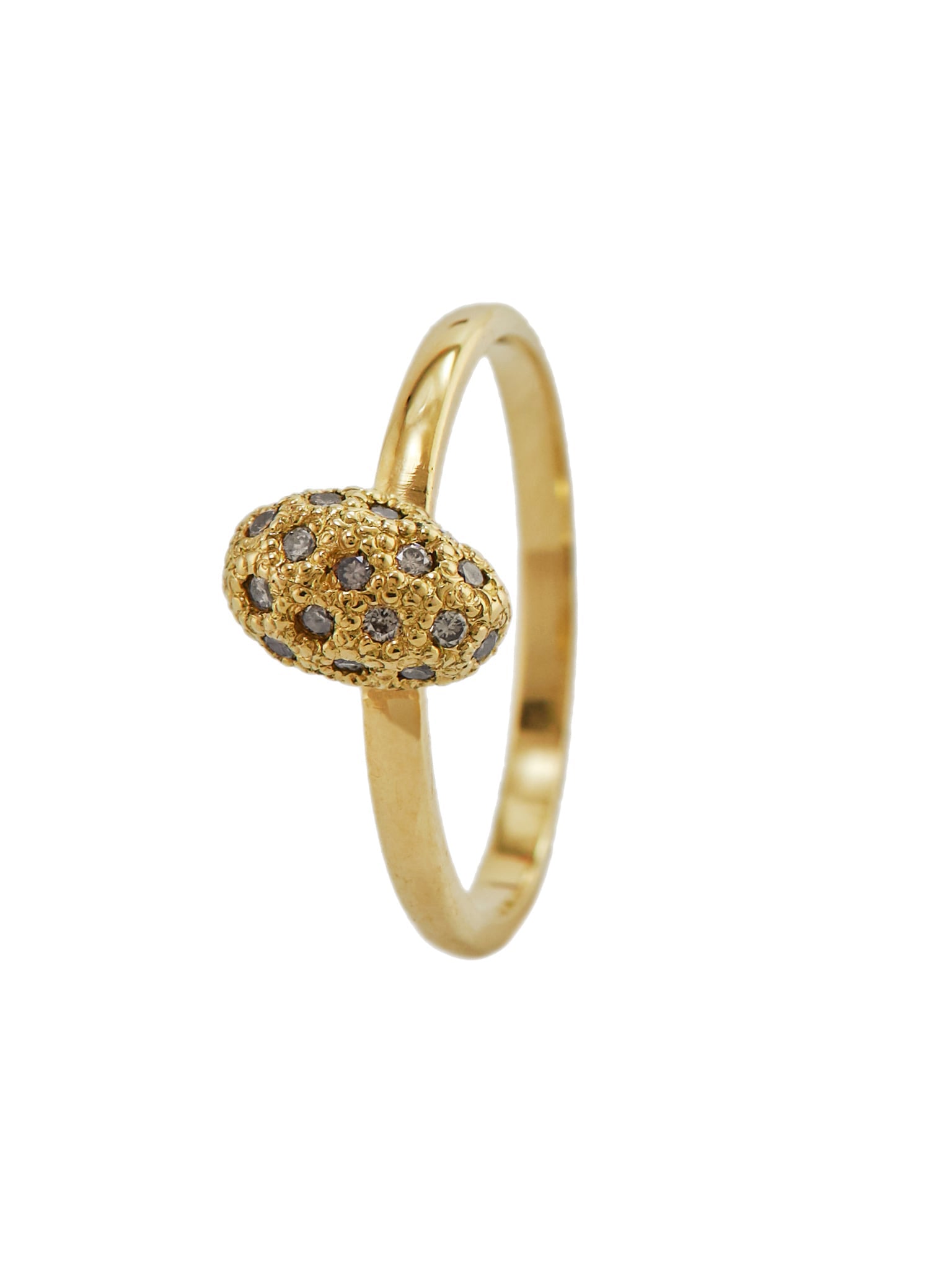 Miniature Egg Ring with Grey Diamonds - image 1 | 18ct yellow gold
