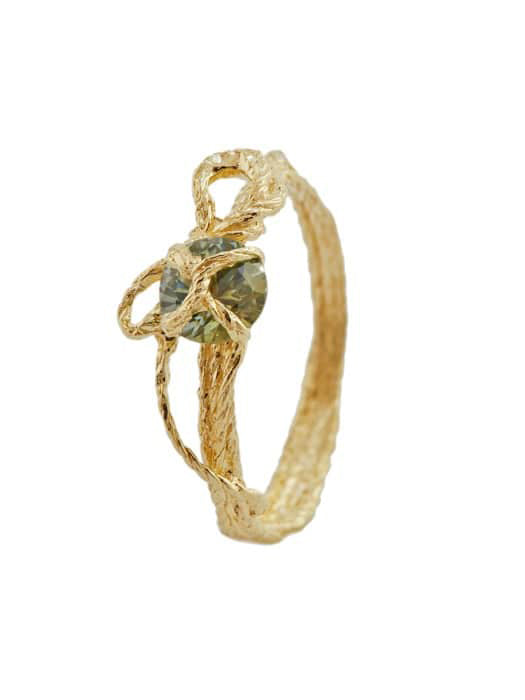 Present Ring with Ethical Round Green Sapphire - image 1 | 18ct yellow gold
