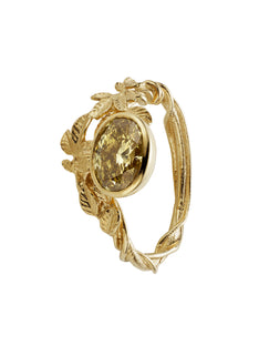 Asymmetric Arbor Ring with 1.31ct Oval Brilliant Fancy Deep Brownish Yellow Natural Untreated Diamond