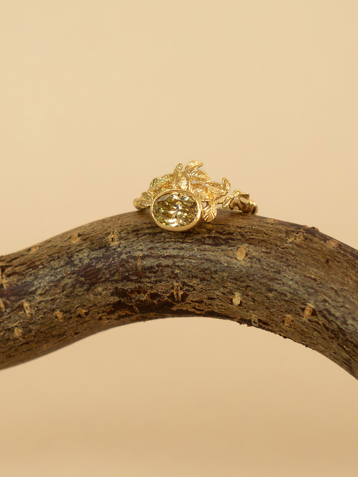 Asymmetric Arbor Ring with 1.31ct Oval Brilliant Fancy Deep Brownish Yellow Natural Untreated Diamond - image 5 | 18ct yellow gold