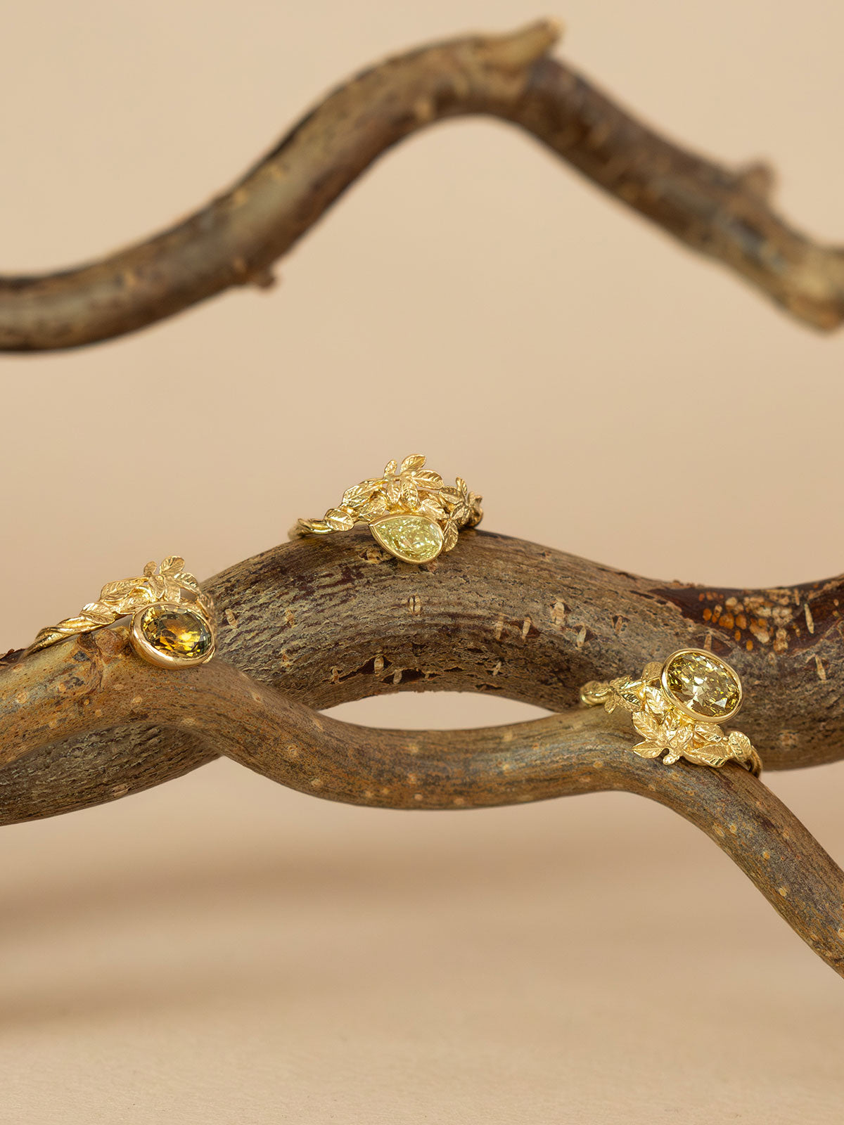 Asymmetric Arbor Ring with 1.31ct Oval Brilliant Fancy Deep Brownish Yellow Natural Untreated Diamond - image 6 | 18ct yellow gold