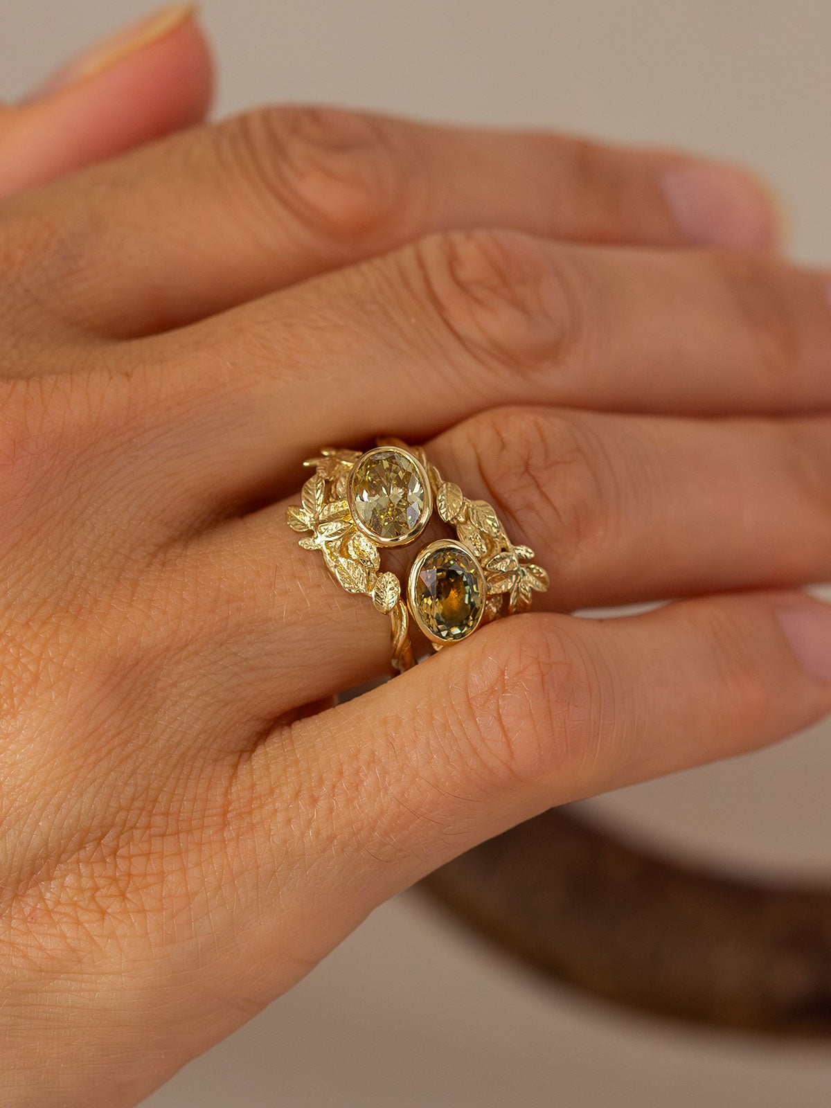 Asymmetric Arbor Ring with 1.31ct Oval Brilliant Fancy Deep Brownish Yellow Natural Untreated Diamond - image 4 | 18ct yellow gold