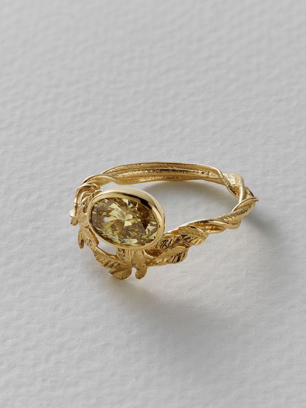 Asymmetric Arbor Ring with 1.31ct Oval Brilliant Fancy Deep Brownish Yellow Natural Untreated Diamond - image 7 | 18ct yellow gold