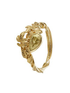 Asymmetric Arbor Ring with 0.70ct Pear Brilliant Fancy Light Yellow Natural Untreated Diamond