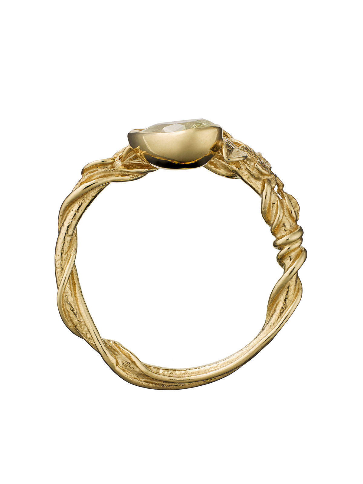 Asymmetric Arbor Ring with 0.70ct Pear Brilliant Fancy Light Yellow Natural Untreated Diamond - image 6 | 18ct yellow gold