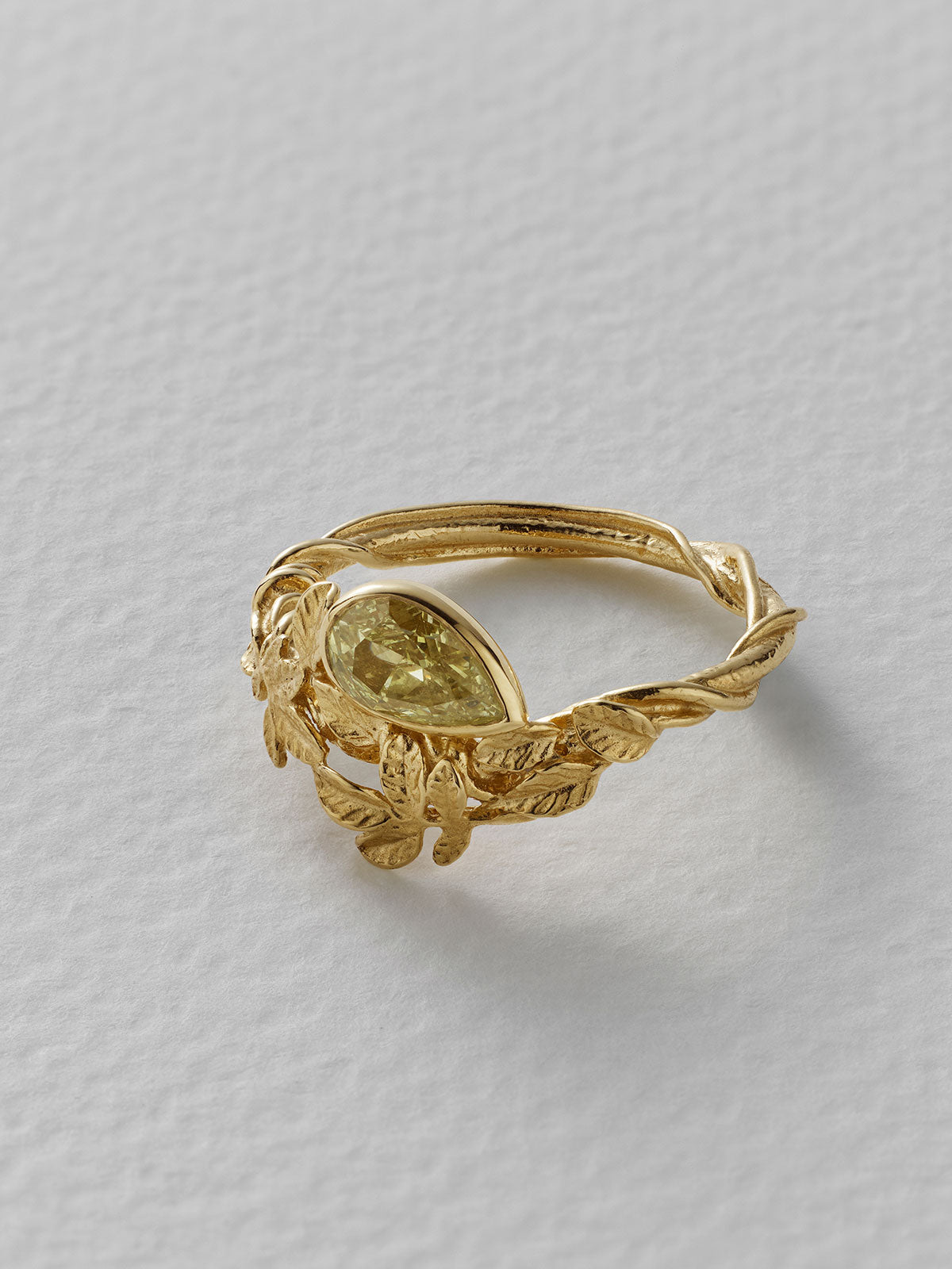 Asymmetric Arbor Ring with 0.70ct Pear Brilliant Fancy Light Yellow Natural Untreated Diamond - image 5 | 18ct yellow gold