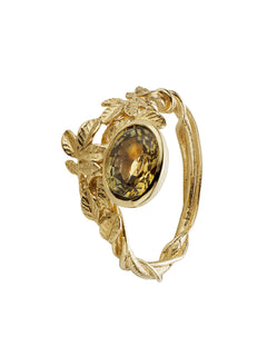 Asymmetric Arbor Ring with 1.86ct Oval Faceted Golden Yellow Brown and Green Bi-Colour Natural Montana Sapphire