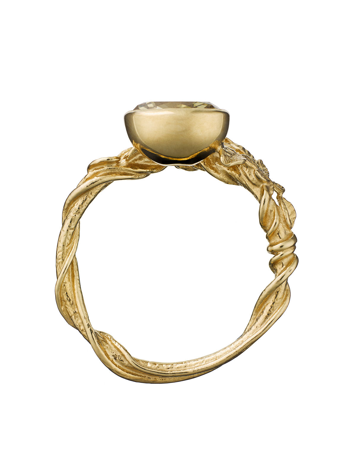 Asymmetric Arbor Ring with 1.86ct Oval Faceted Golden Yellow Brown and Green Bi-Colour Natural Montana Sapphire - image 3 | 18ct yellow gold