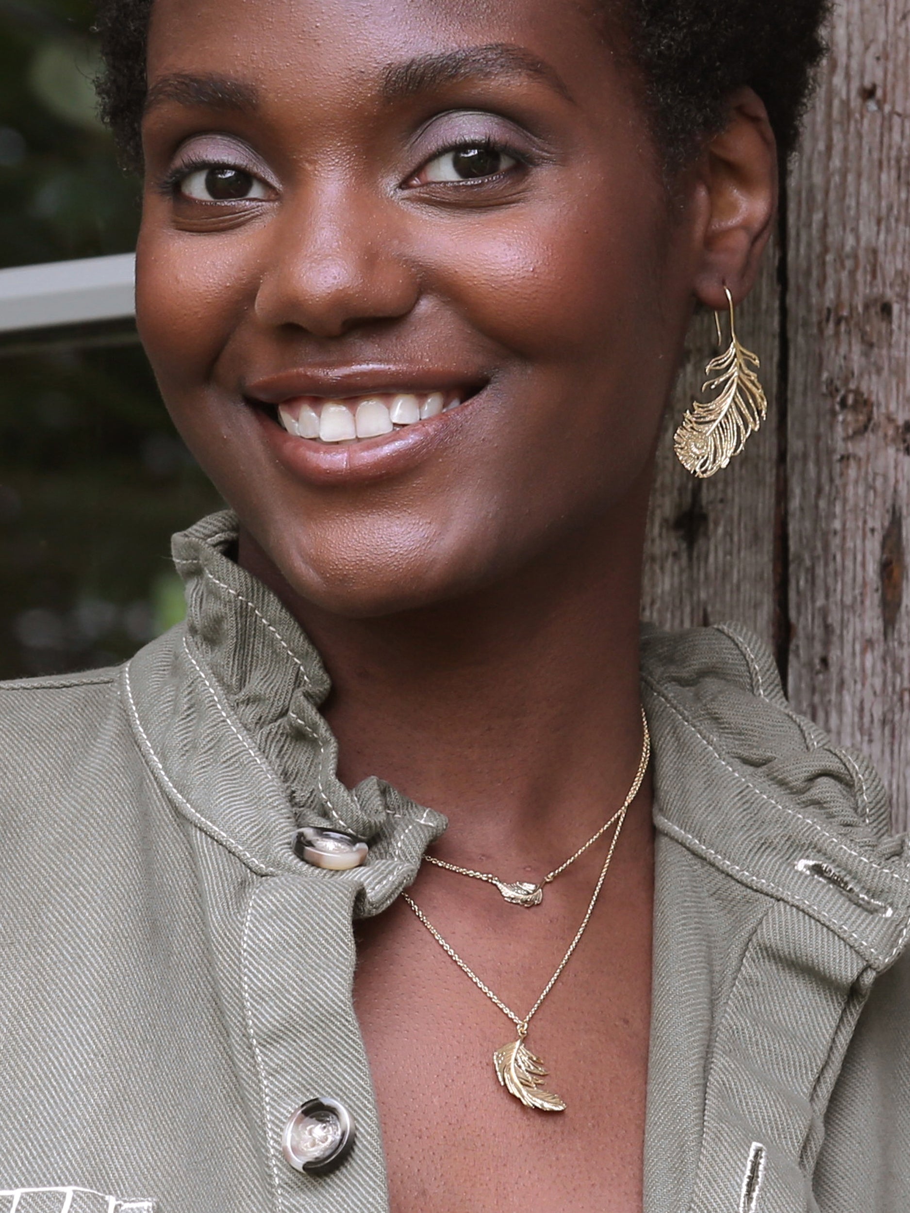 Peacock Feather Hook Earrings - image 2