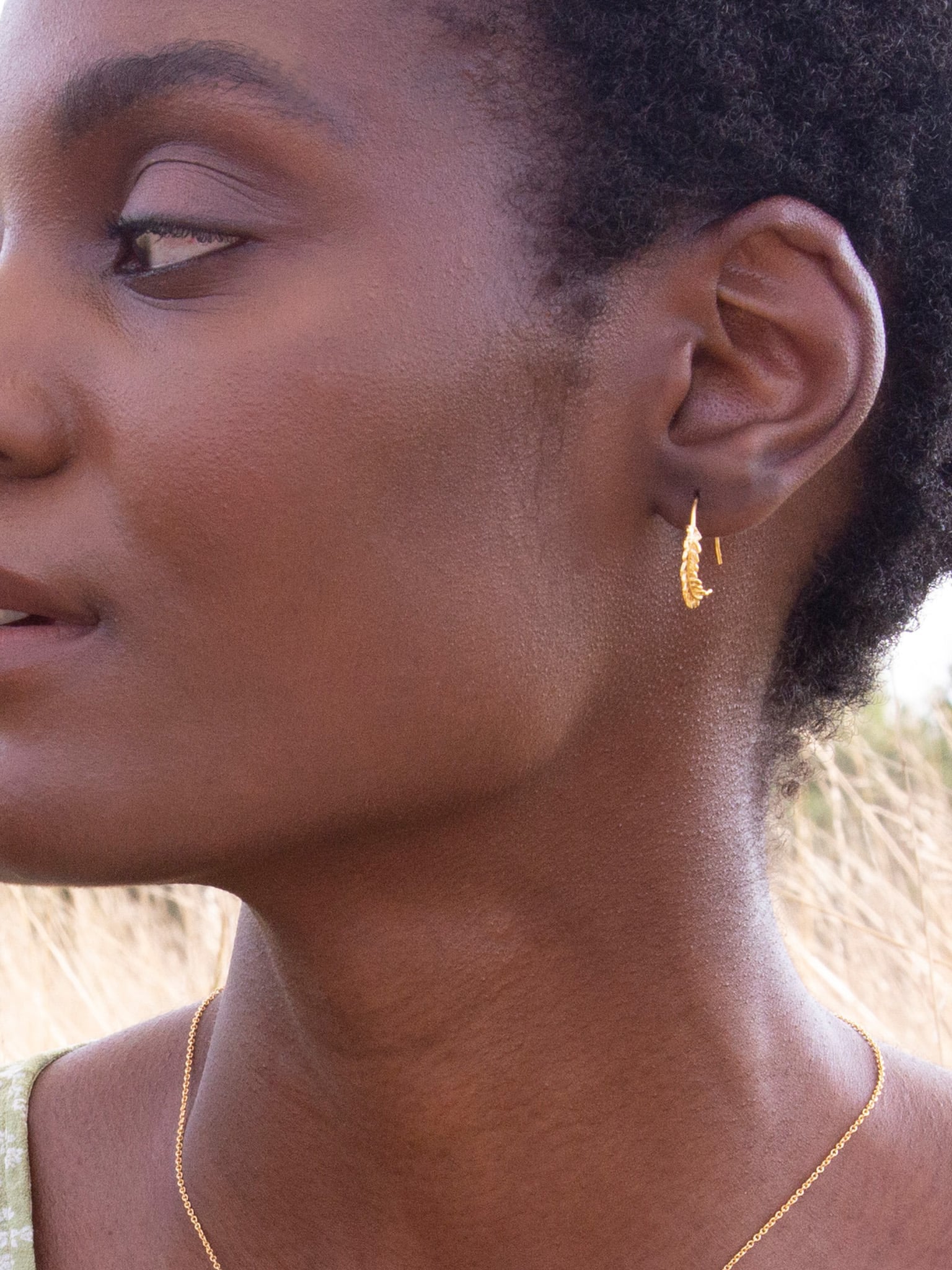 Honey Fern Leaf Loop Earrings - image 2