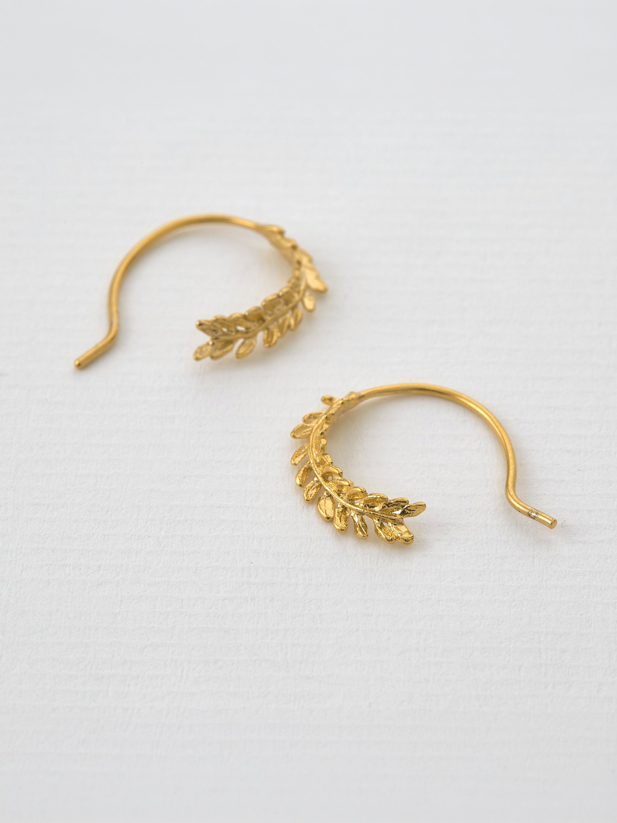 Honey Fern Leaf Loop Earrings - image 3 | gold plate