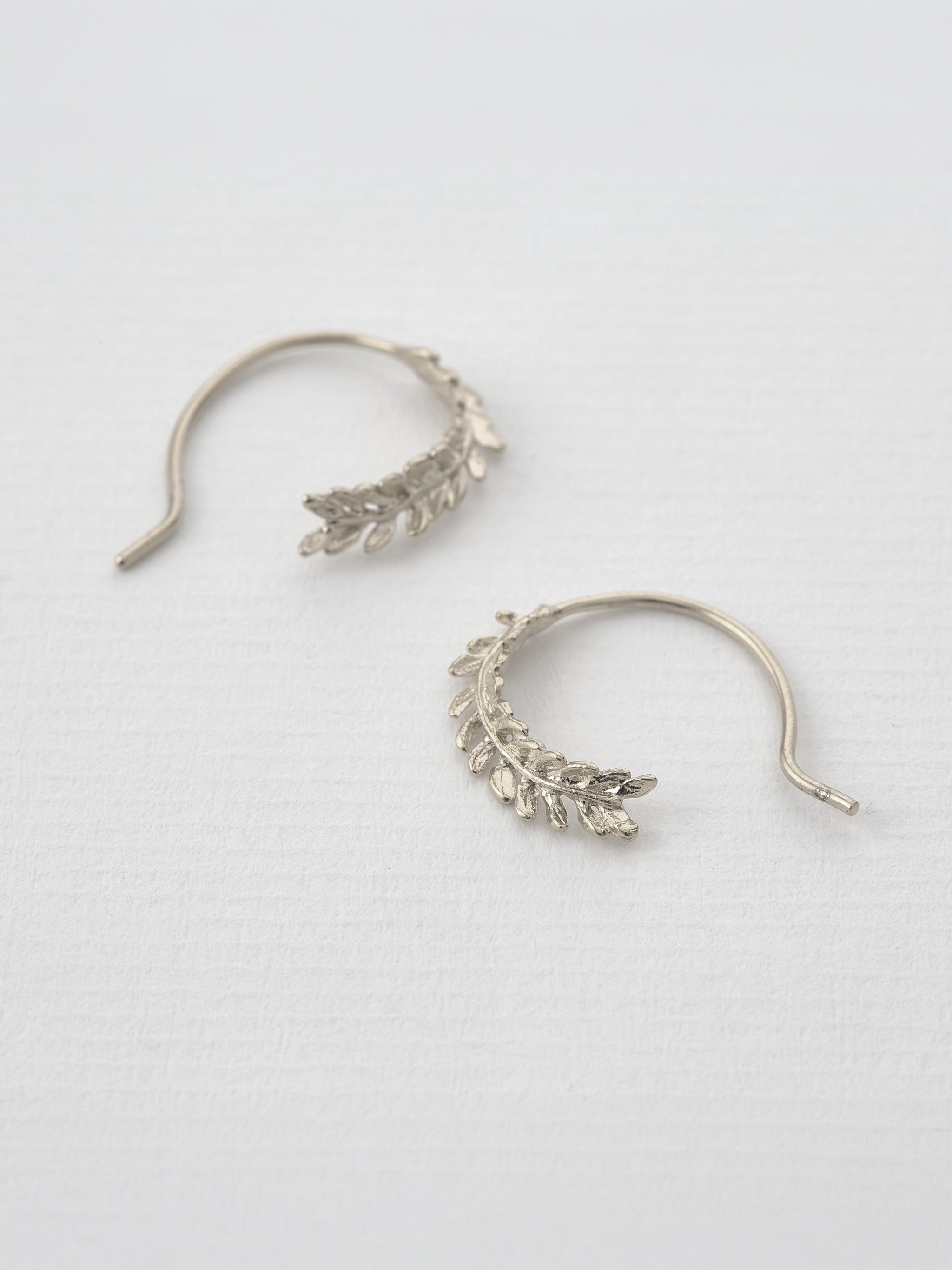 Honey Fern Leaf Loop Earrings - image 5 | silver