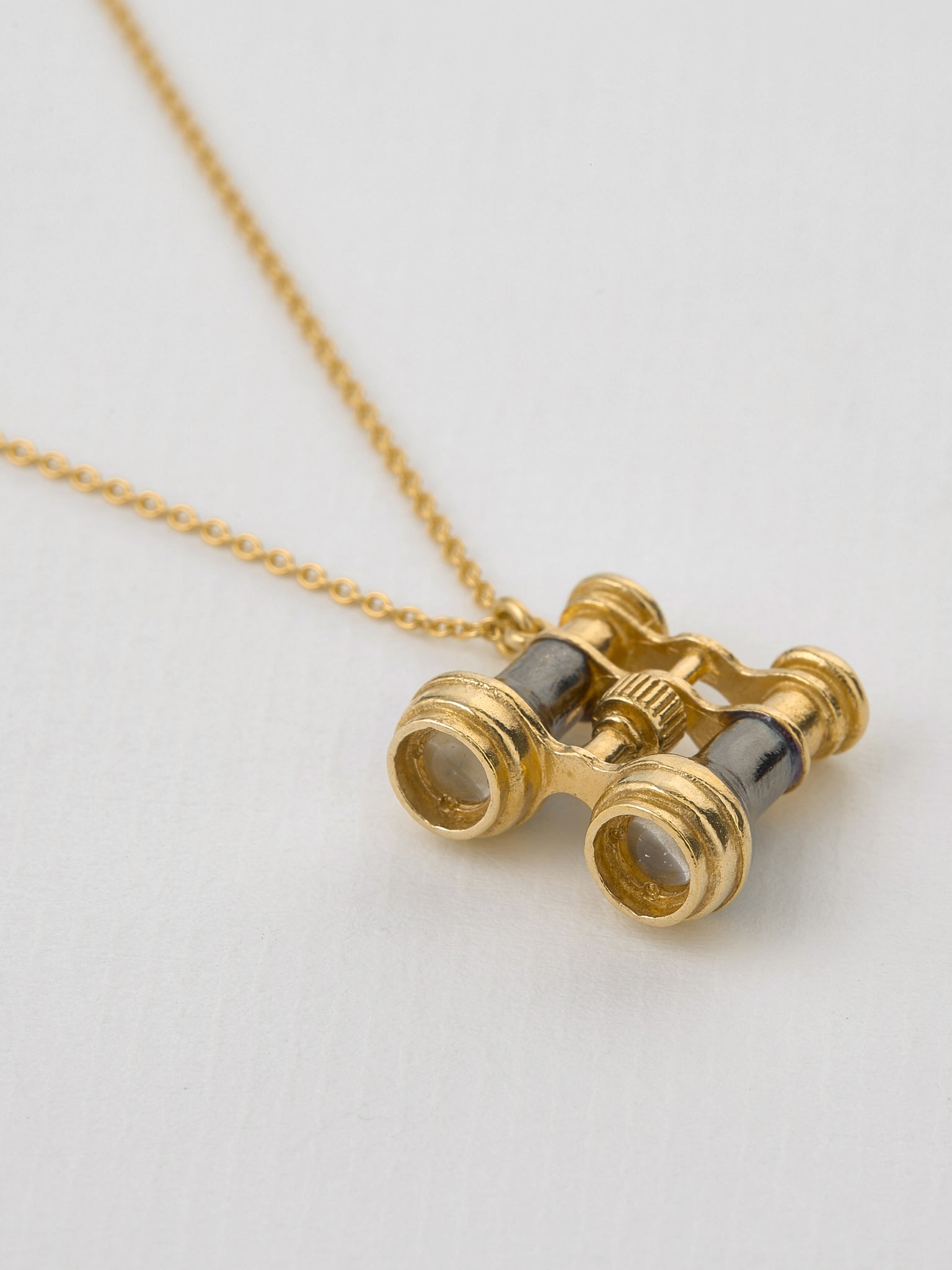 Binoculars Necklace - image 3 | silver & gold plate