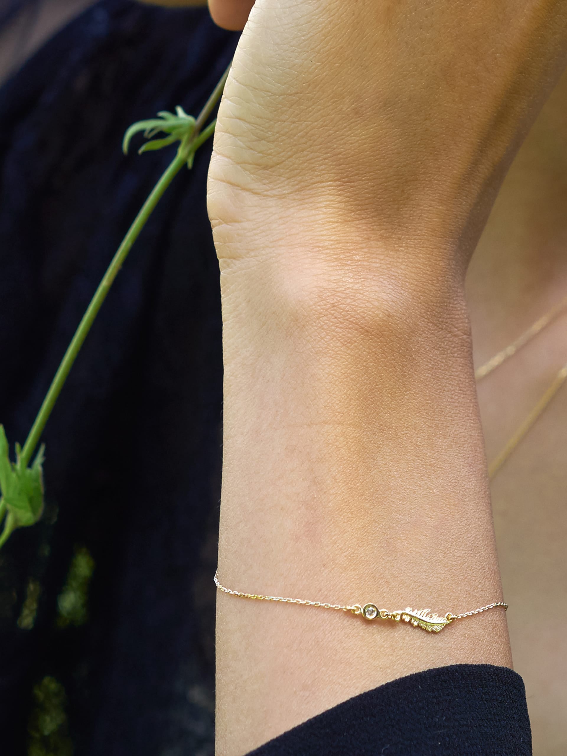 Teeny Tiny Plume Champagne Diamond Bracelet - image 2