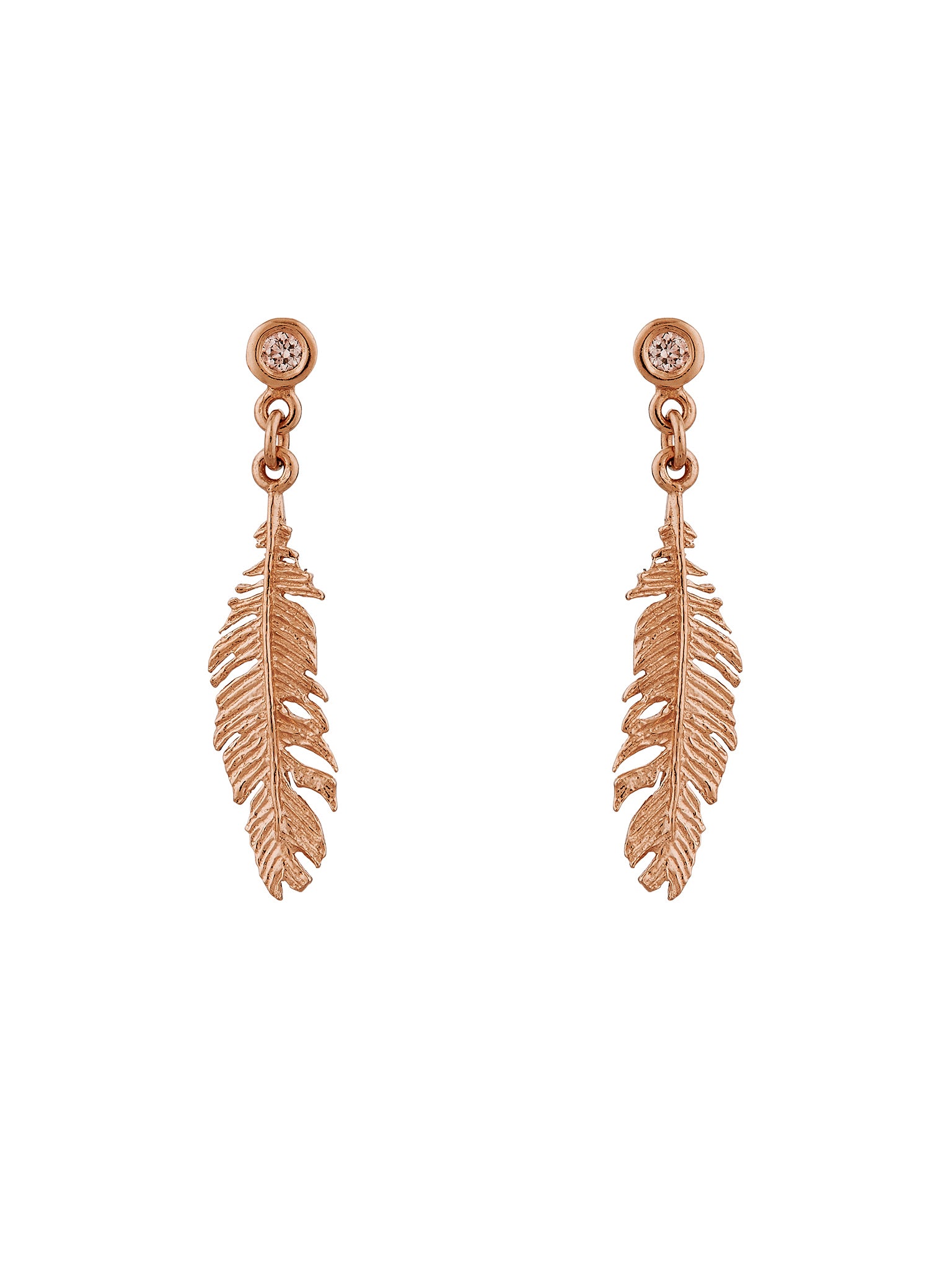 Plume & Champagne Diamond Drop Earrings - image 8 | 18ct rose gold