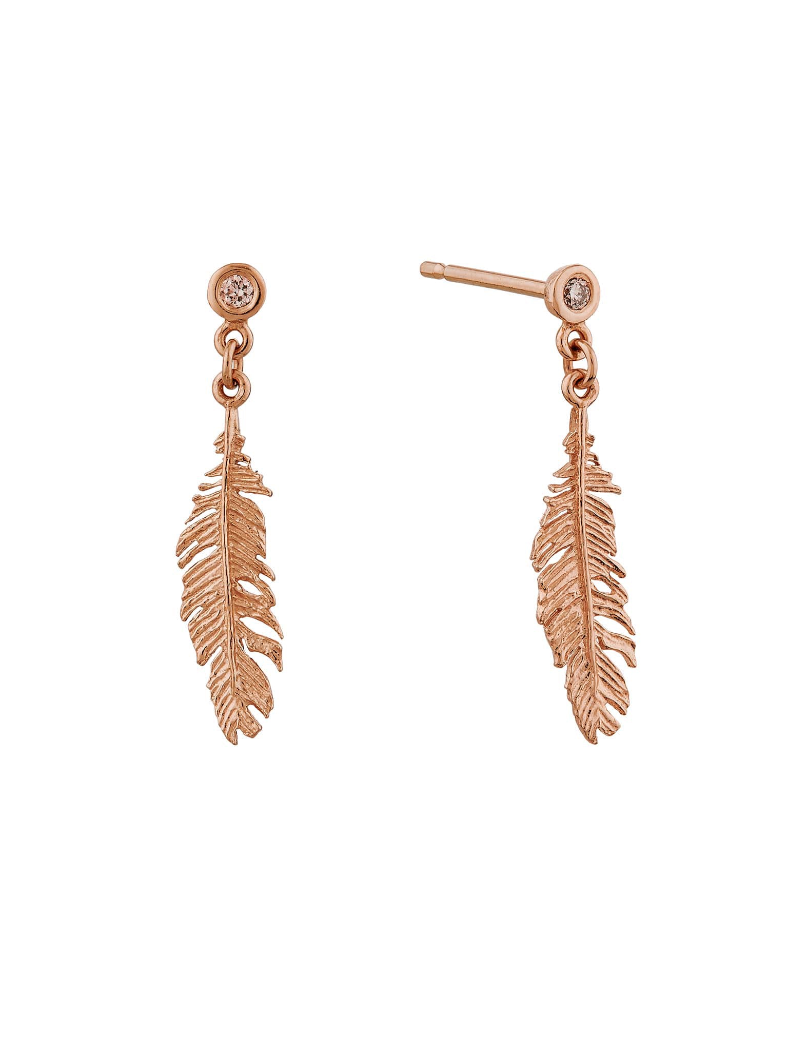 Plume & Champagne Diamond Drop Earrings - image 10 | 18ct rose gold