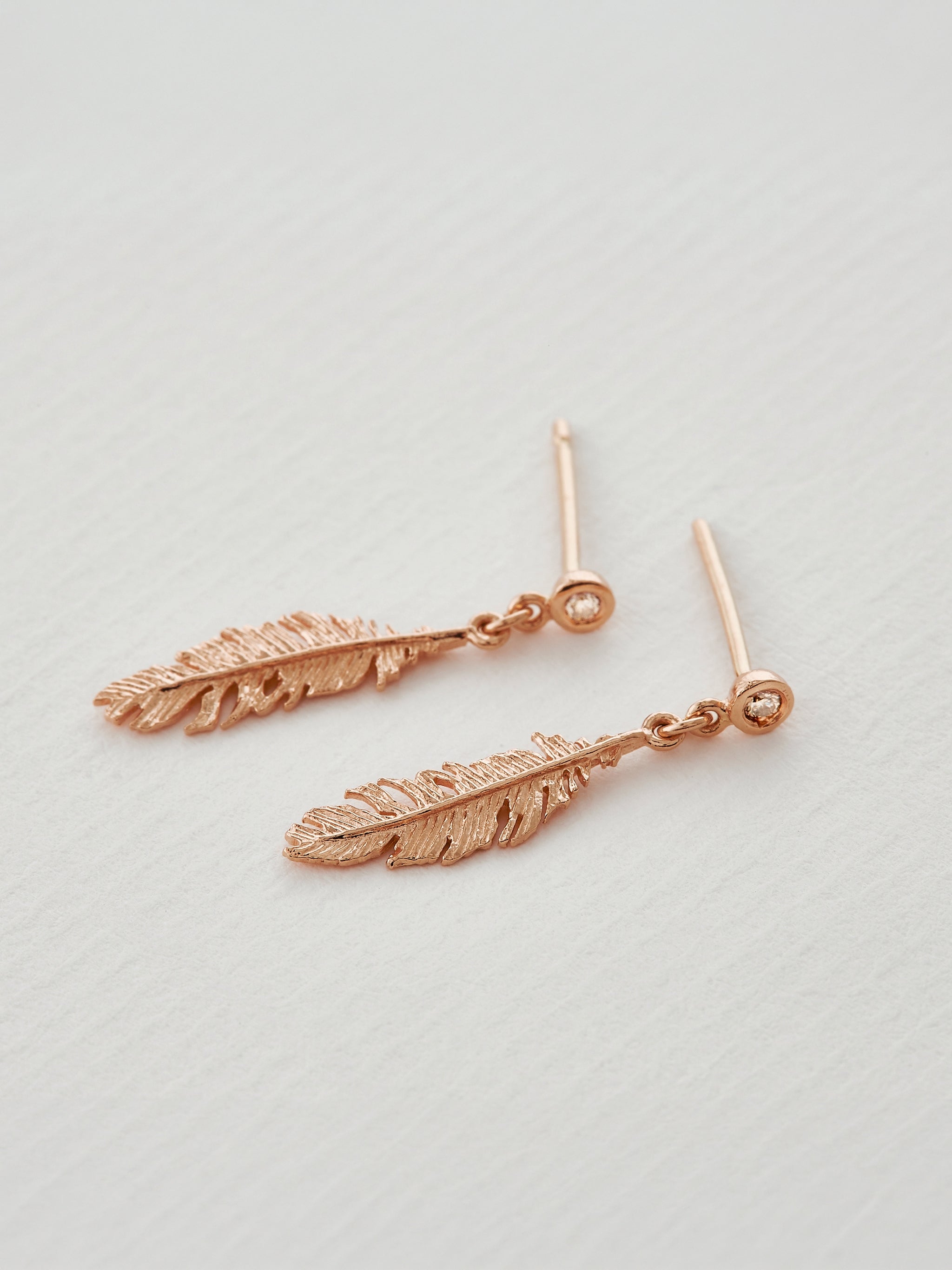 Plume & Champagne Diamond Drop Earrings - image 9 | 18ct rose gold