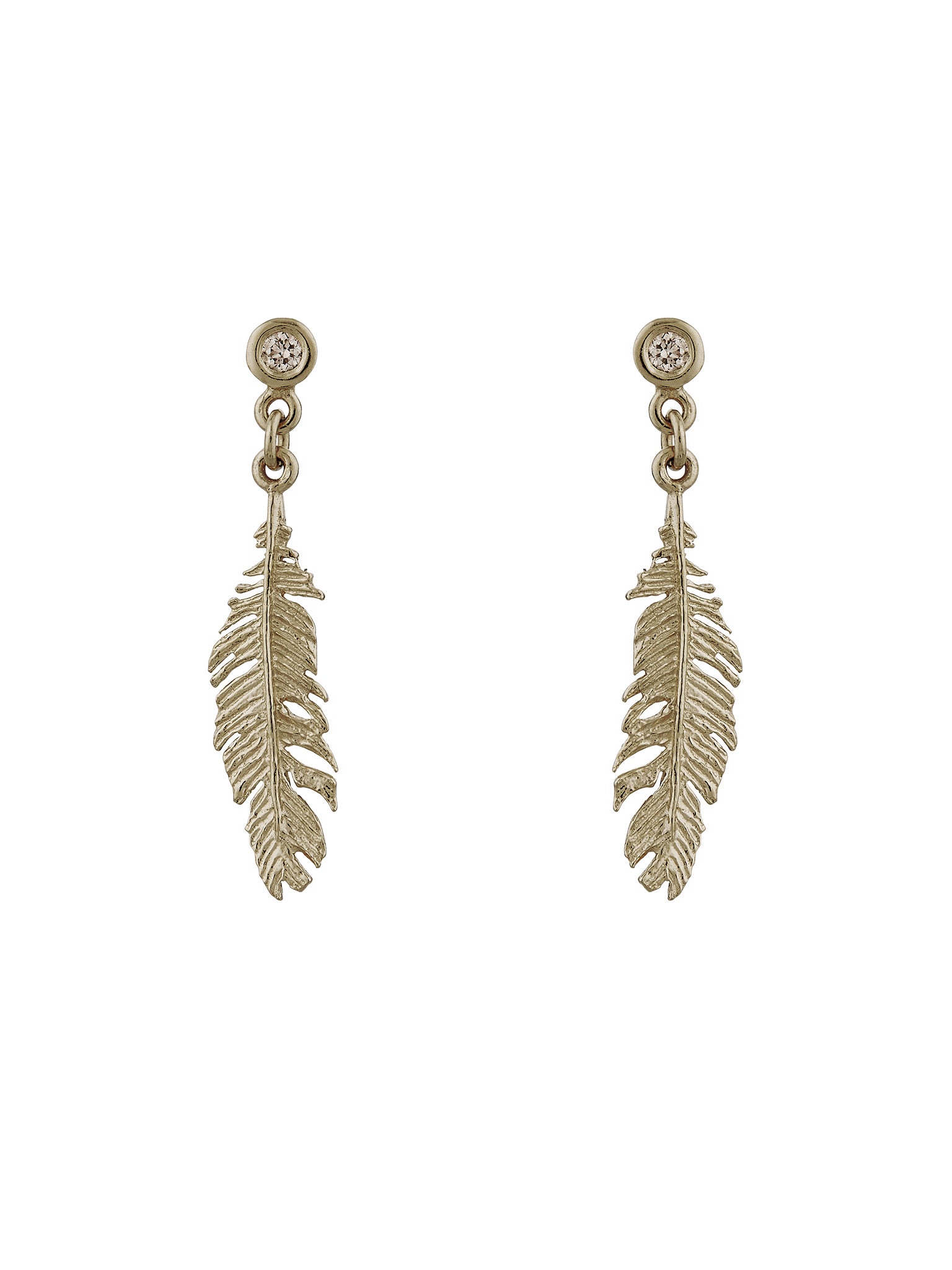 Plume & Champagne Diamond Drop Earrings - image 5 | 18ct white gold