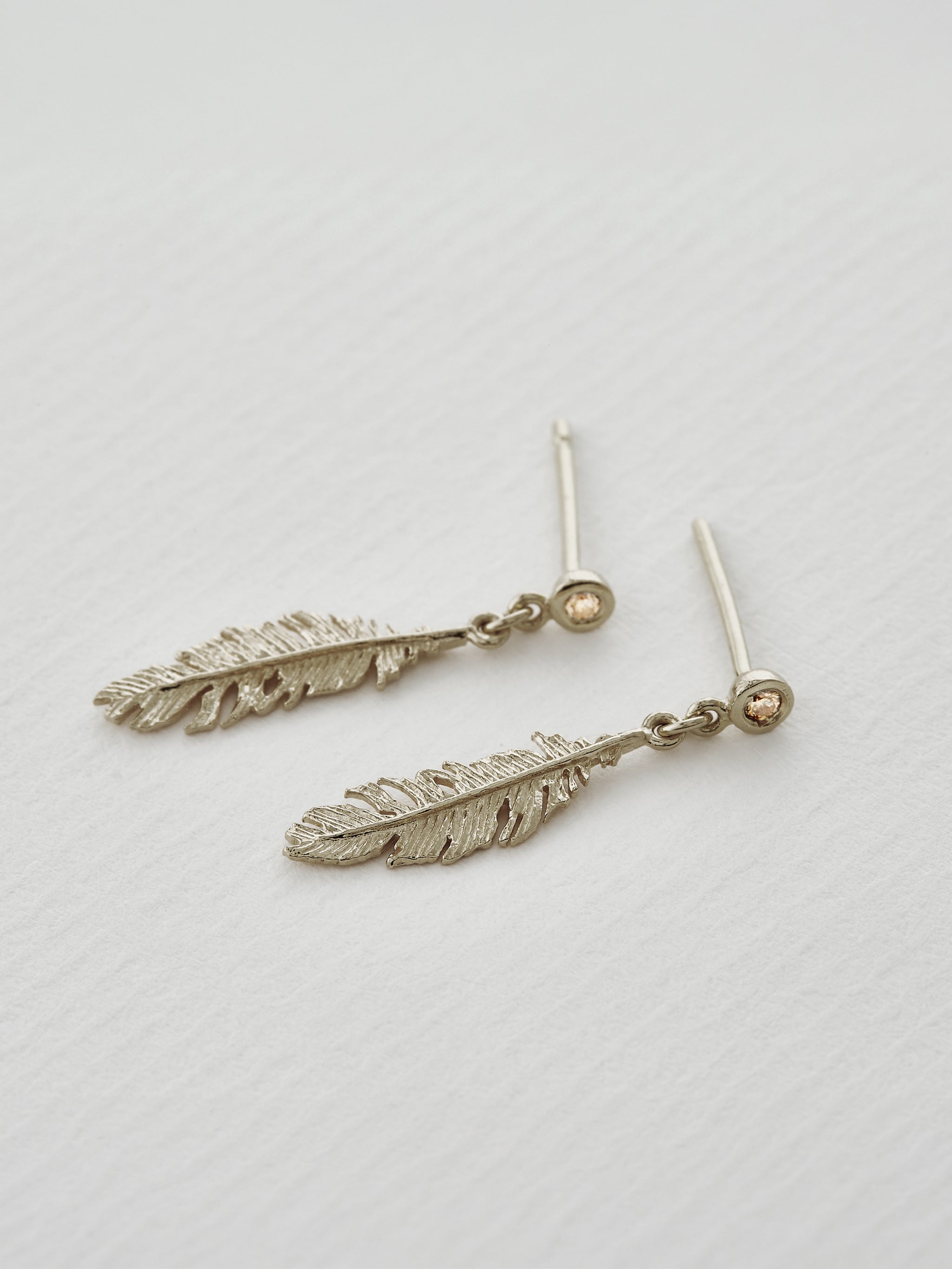 Plume & Champagne Diamond Drop Earrings - image 6 | 18ct white gold