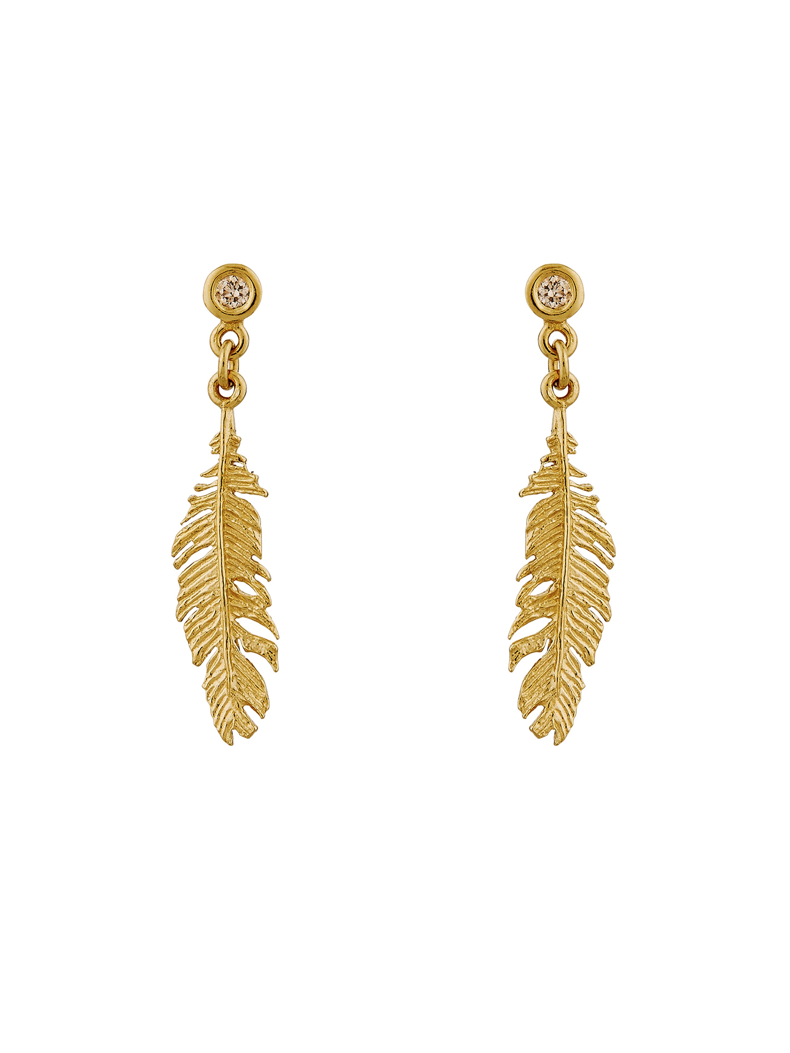 Plume & Champagne Diamond Drop Earrings - image 1 | 18ct yellow gold