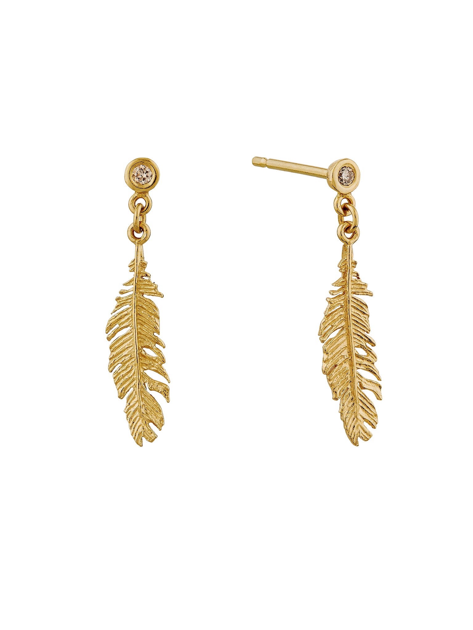 Plume & Champagne Diamond Drop Earrings - image 4 | 18ct yellow gold