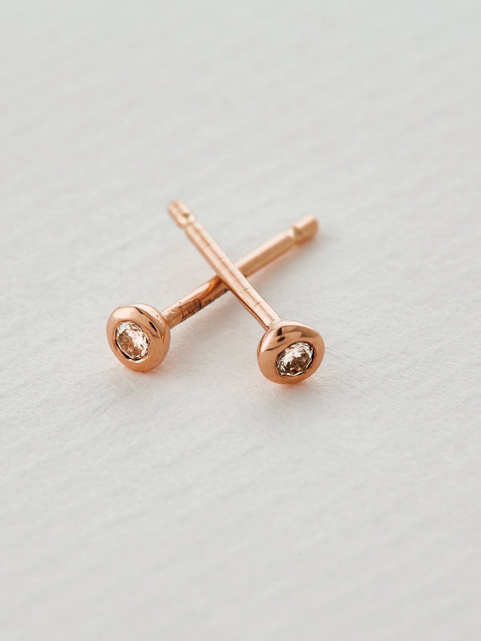 Champagne Diamond Stud Earrings - image 8 | 18ct rose gold