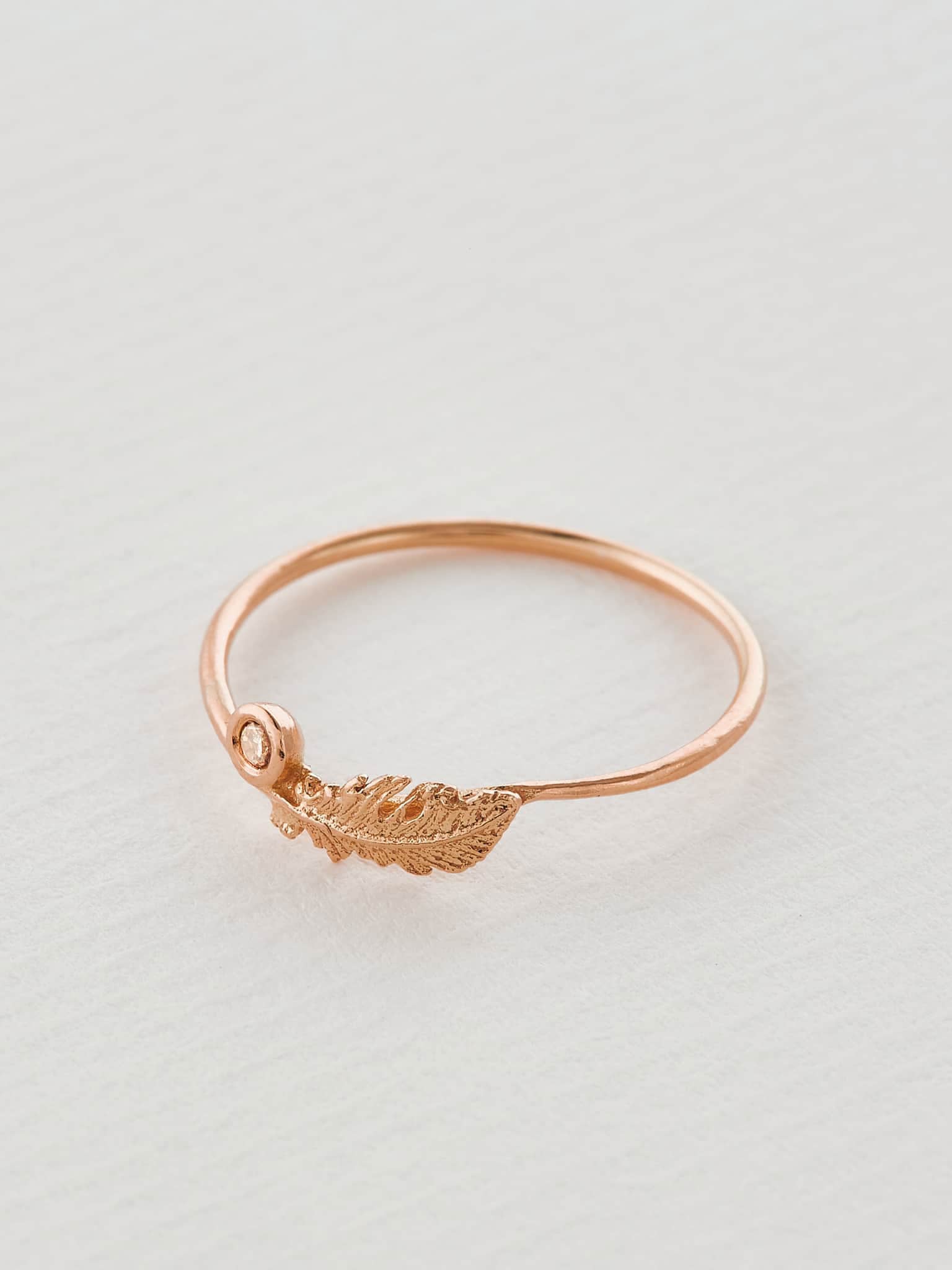 Plume Feather & Champagne Diamond Ring - image 7 | 18ct rose gold