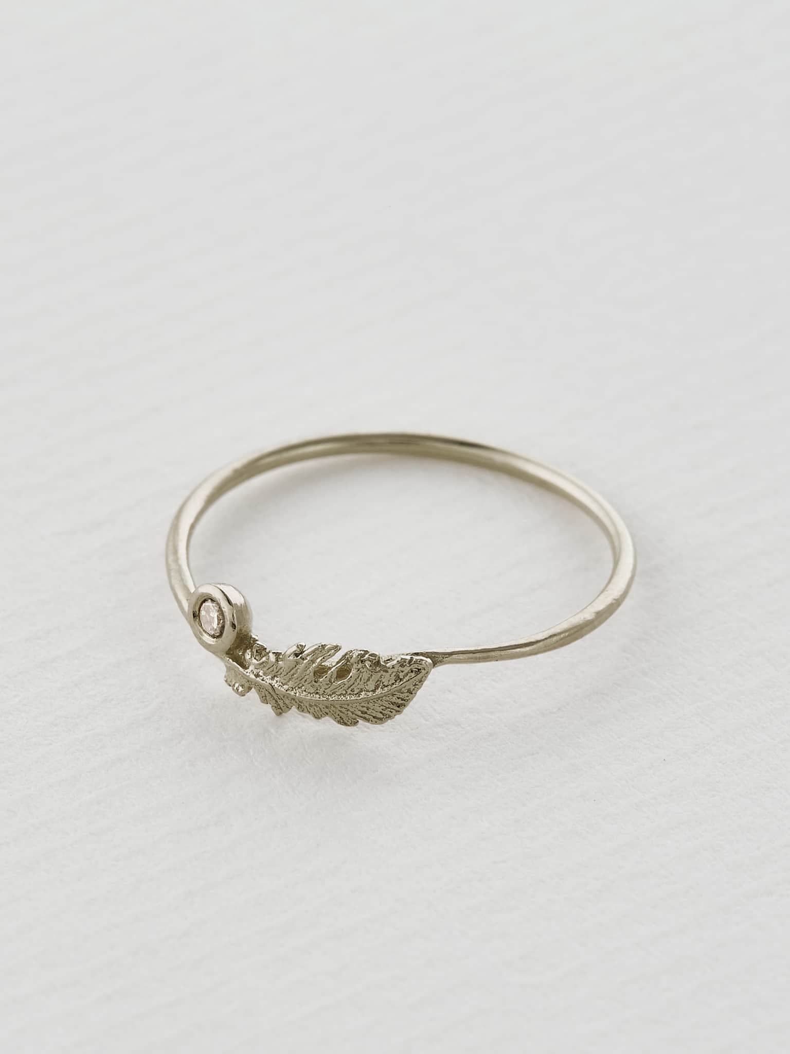 Plume Feather & Champagne Diamond Ring - image 5 | 18ct white gold
