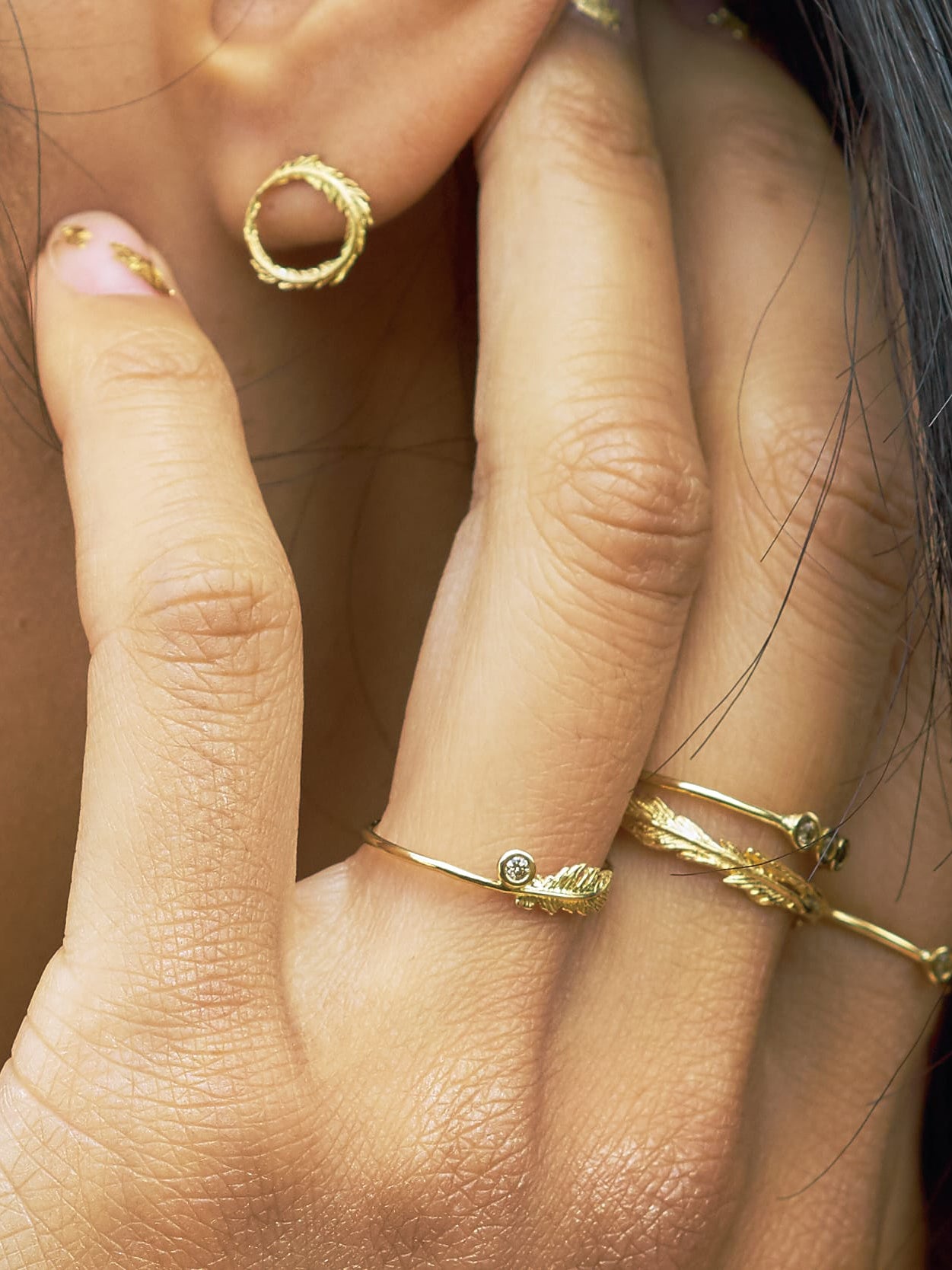 Plume Feather & Champagne Diamond Ring - image 2