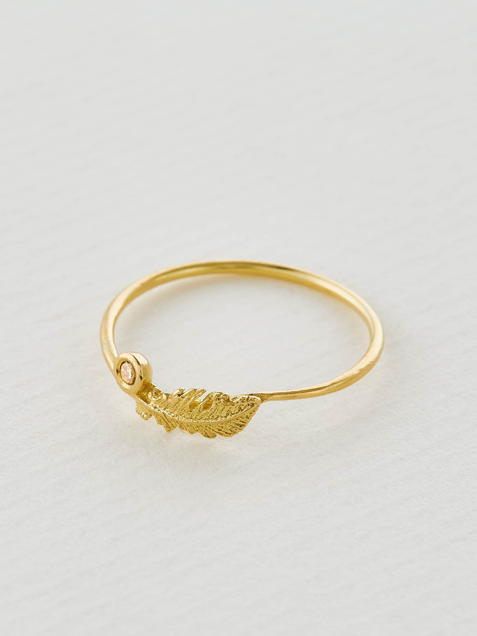 Plume Feather & Champagne Diamond Ring - image 3 | 18ct yellow gold