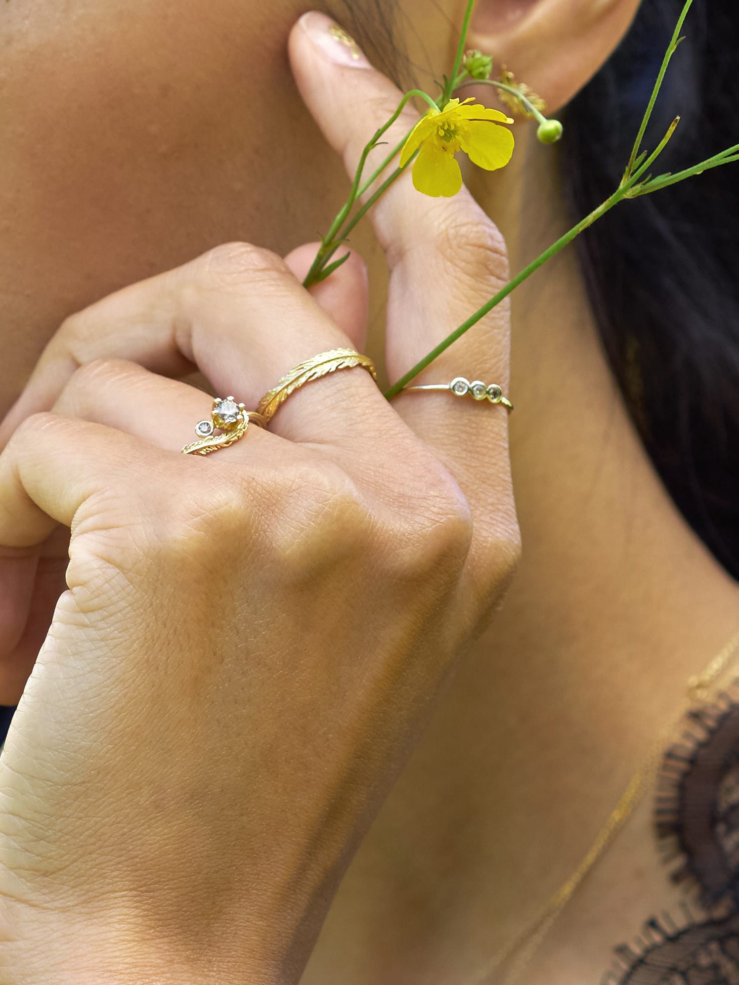 Wisp & Double Champagne Diamond Ring - image 2