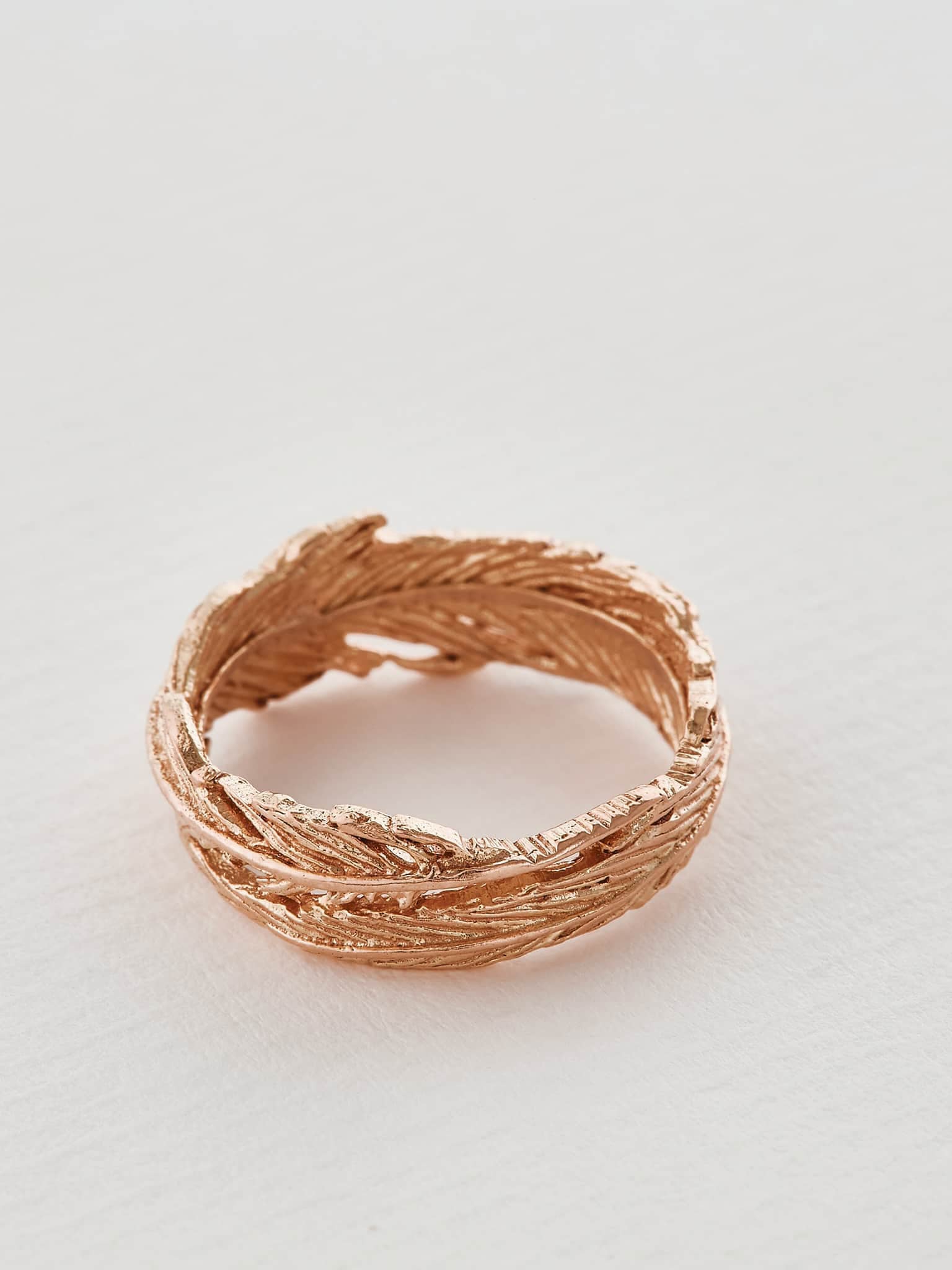 Wide Plume Wreath Ring - image 7 | 18ct rose gold