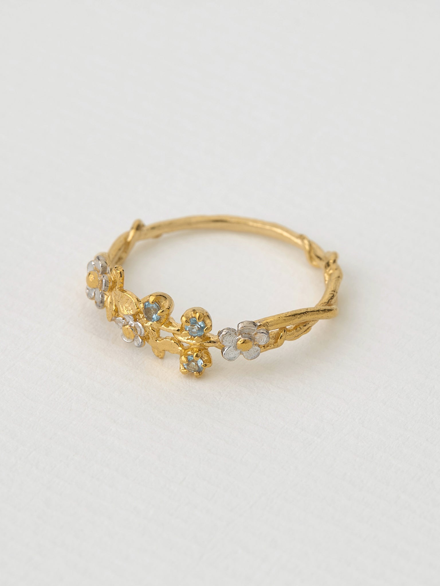 Posy Twist Ring - image 3 | silver & gold plate