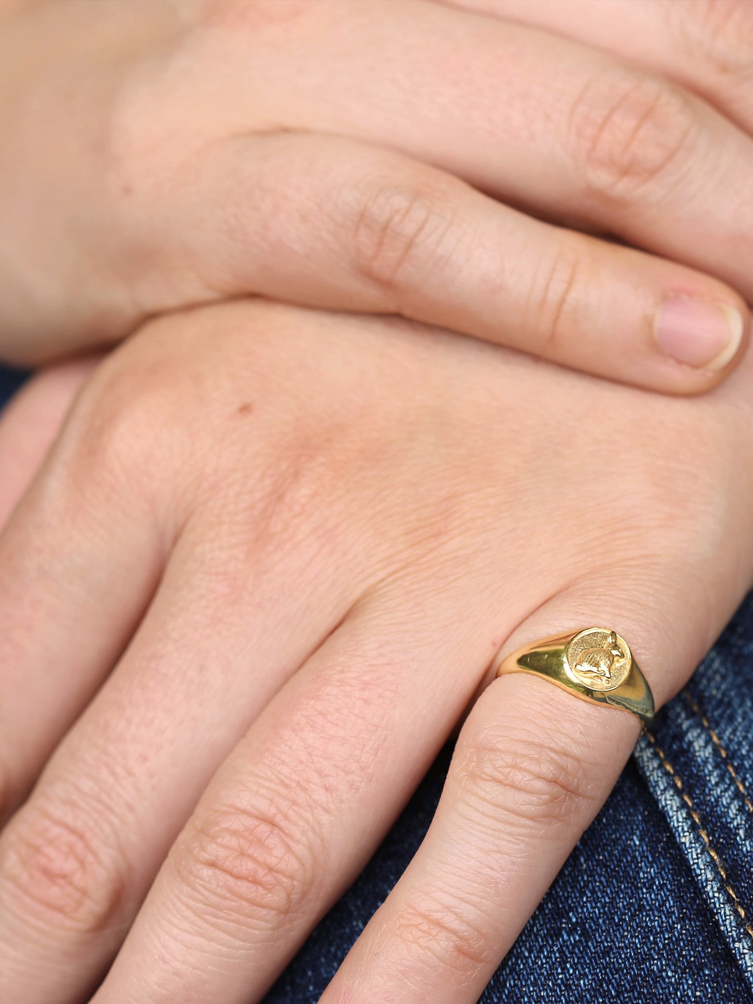 Rabbit Cameo Signet Ring - image 2